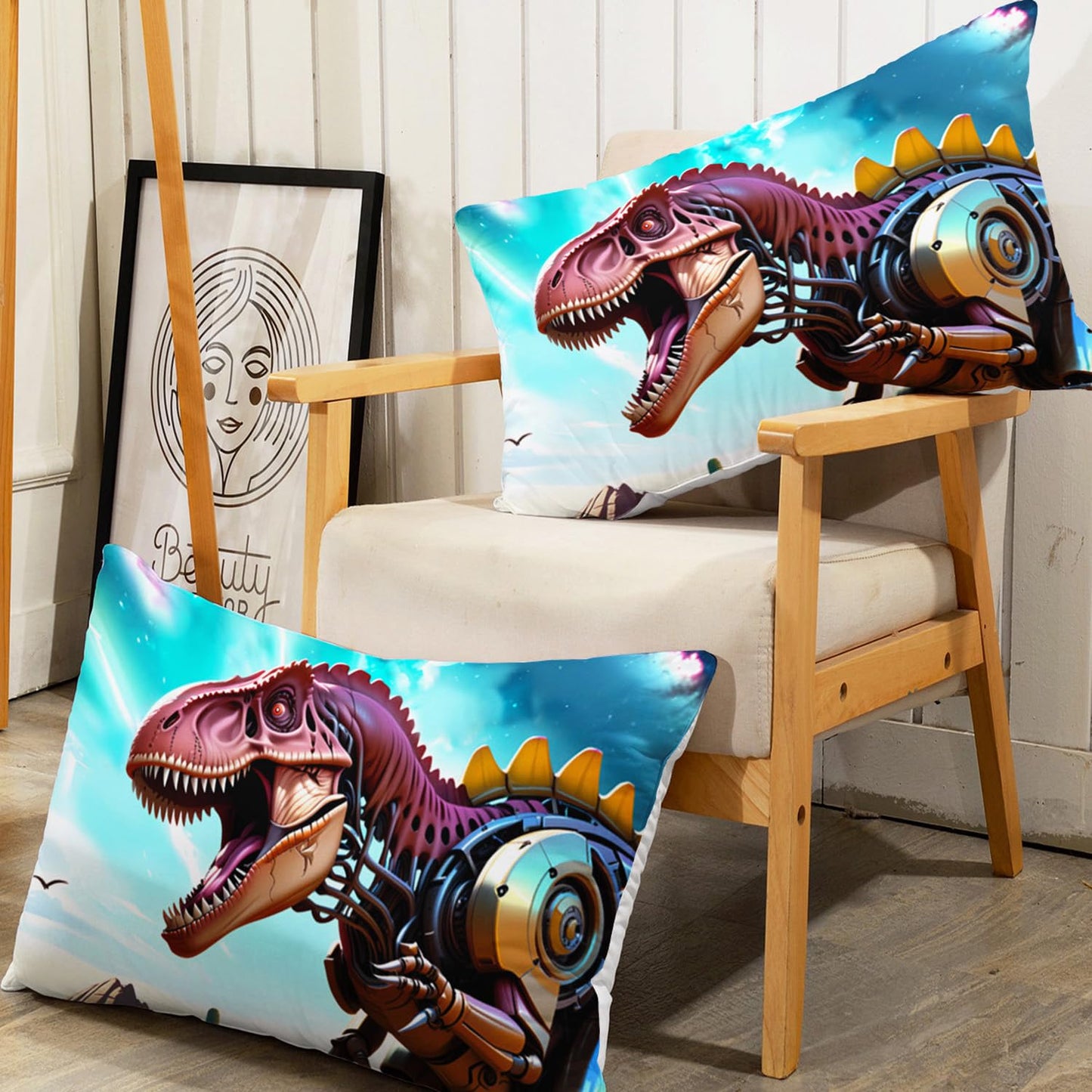 AILONEN 3D Dinosaur Fitted Sheet Set Twin XL Size,Roaring Dinosaur Bed Sheet Set for Boys Kids,3 Pieces Desert Metal Dinosaur Printed Fitted Sheet with 2 Pillowcases