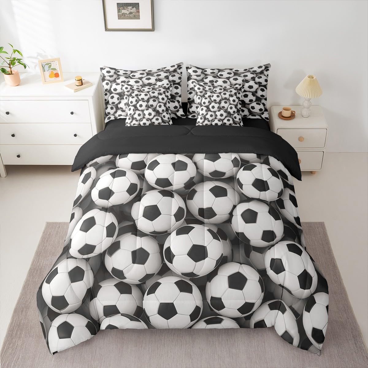 Erosebridal Football Full Comforter Set 7 Pieces, Soccer Match Bed in A Bag for Bedroom, Sport Theme Athletes Bedding Set with Comforters, Sheets, Pillowcases Kid Men Boy Room Decor