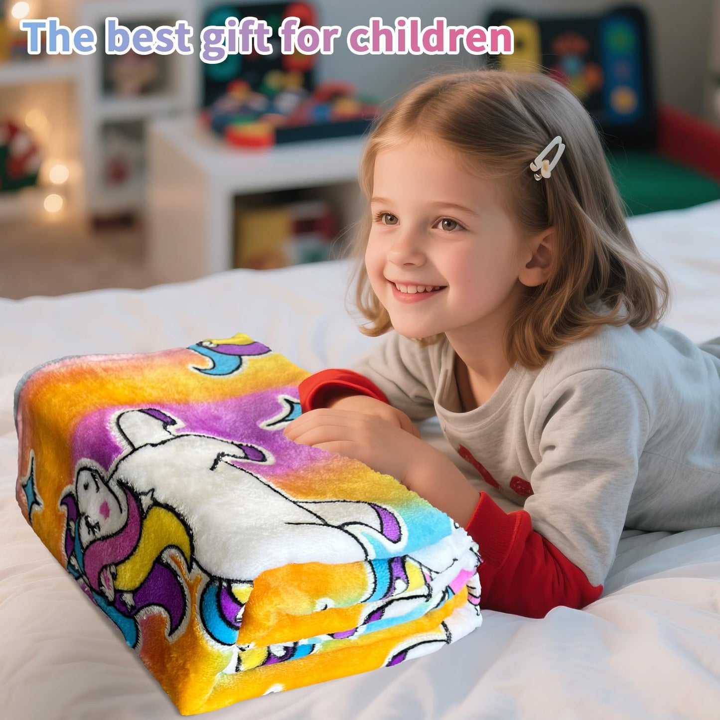Unicorn Glow in The Dark Blanket, Unicorn Blanket for Girls/Kids, Unicorns Gifts for Girls Age 3-12, Toddler Blanket for Kids, Soft Fleece Blanket Throw Birthday Gift 40"x60"