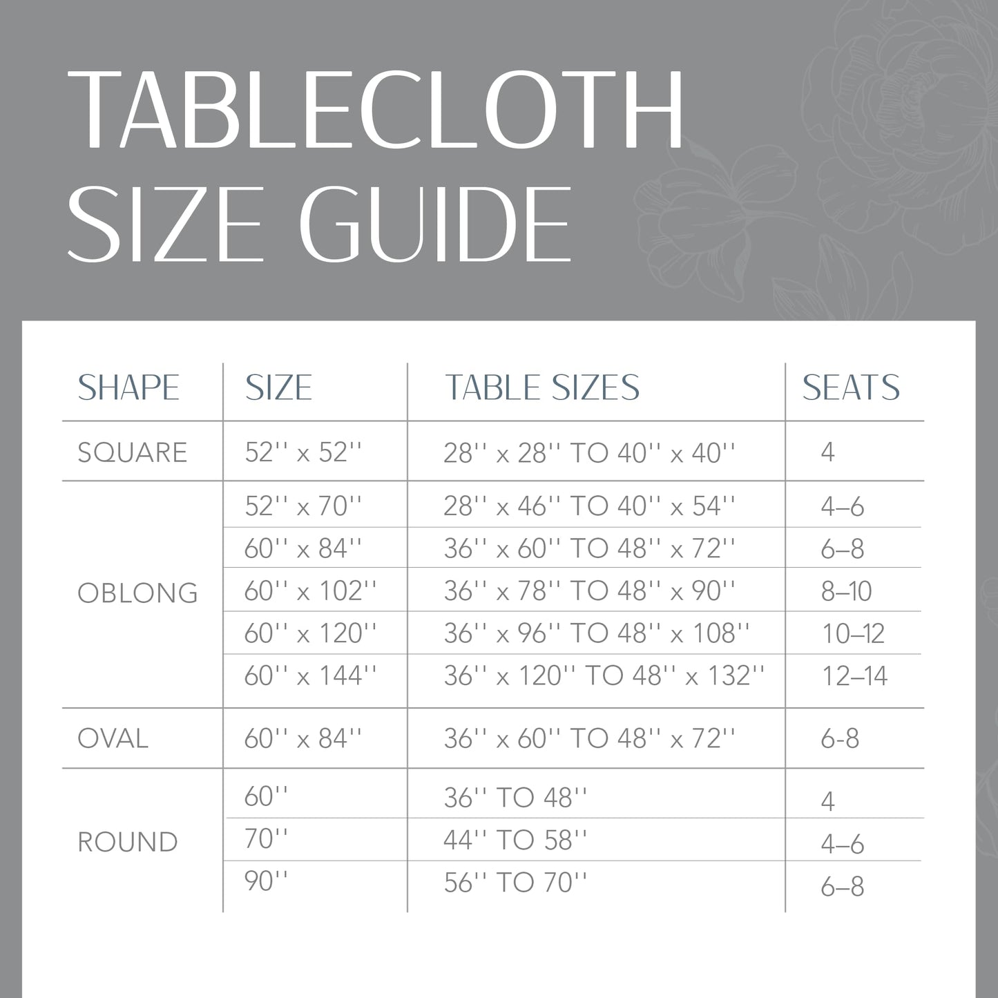 Threadmade Continental Solid Texture Water Resistant Tablecloth, Gray - 60" W x 102" L