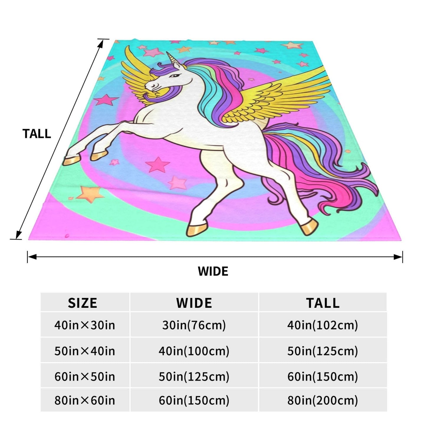 amepay Cute Unicorn Wings Blanket for Grils Pattern Print Flannel Throw Blankets for Home Couch Bed Sofa Soft Fuzzy Lightweight Decor Gifts 60x50 Inches