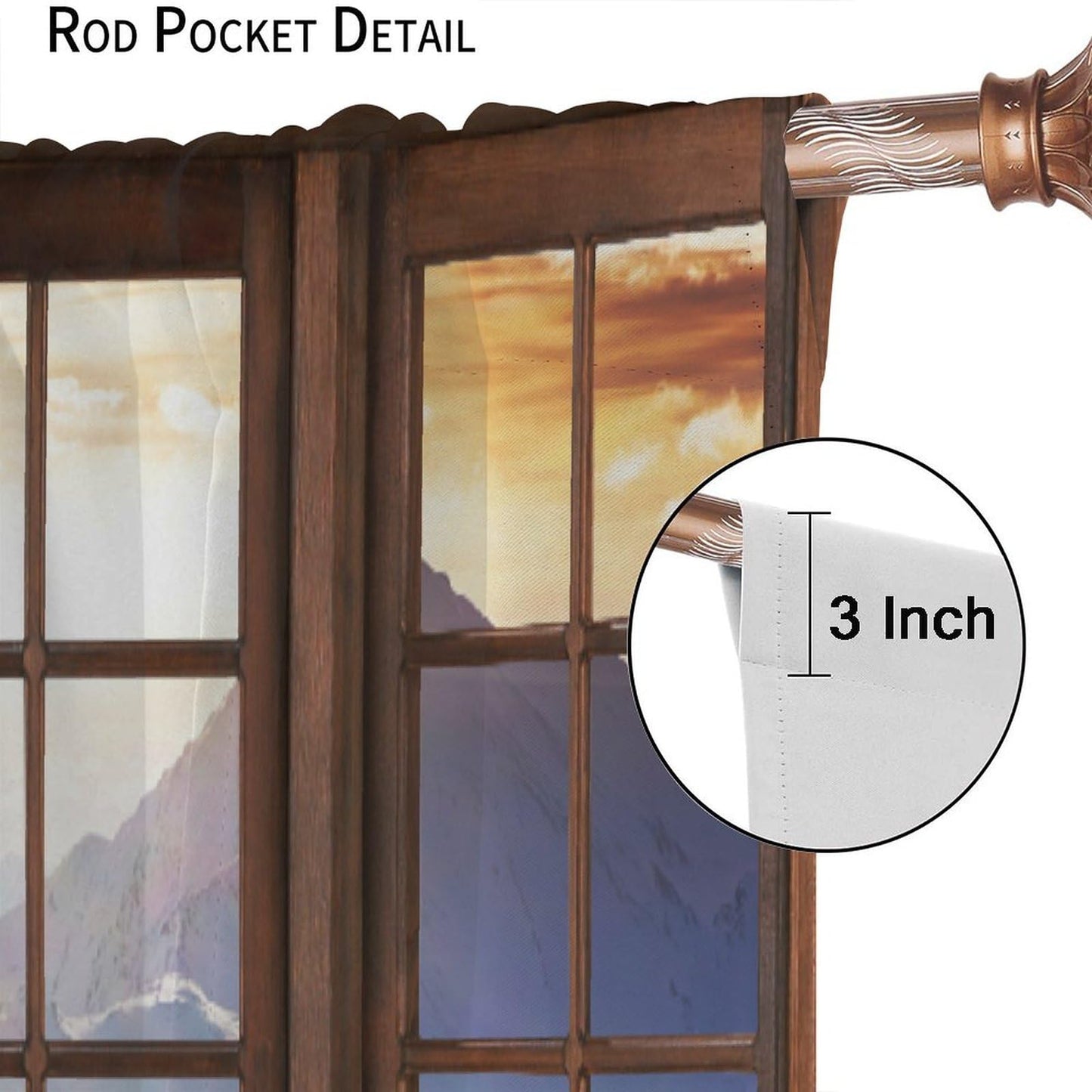 Landscape Curtains, Nature Scenery Theme Forest Lake Mountain 3D Scene Rod Pocket Blackout Window Treatments for Bedroom Living Room Office Cafe 42x45 Inch