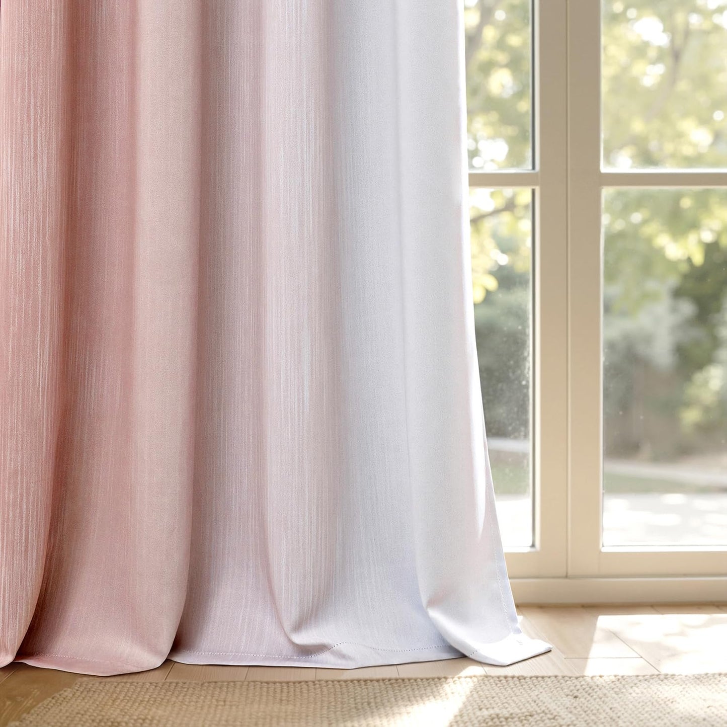 MIULEE Pink and Greyish White Ombre Blackout Curtains, Full Room Darkening Thermal Insulated 84 Inches Long Drapes for Bedroom/Living Room Grommet Window Treatments Modern 52Wx84L, Set of 2