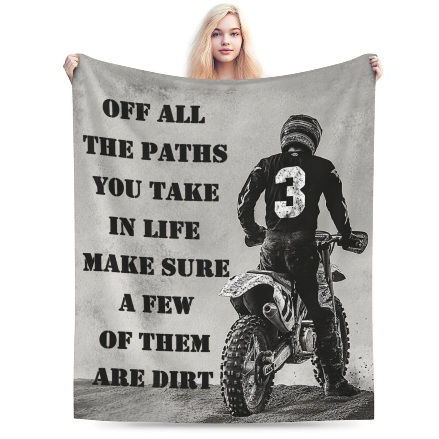 Dirt Bike Blanket Inspiring Motorbike Blankets Fleece Plush Flannel Super Soft Cozy Fuzzy Warm Lightweight Stuff Motorcycle Sports Decor Gifts for Boys Girls Kids Adults Men Women 40" x 50"