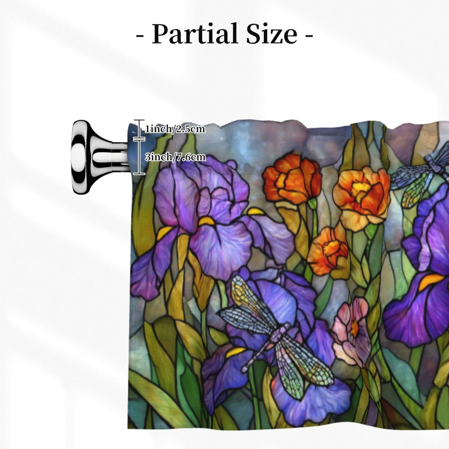 Ecixzyo Dragonfly Glass Valance Curtain Window Valance Treatment Decor Small Window Curtains for Bedroom Kitchen Bathroom Living Room 1 Panel 54x18in
