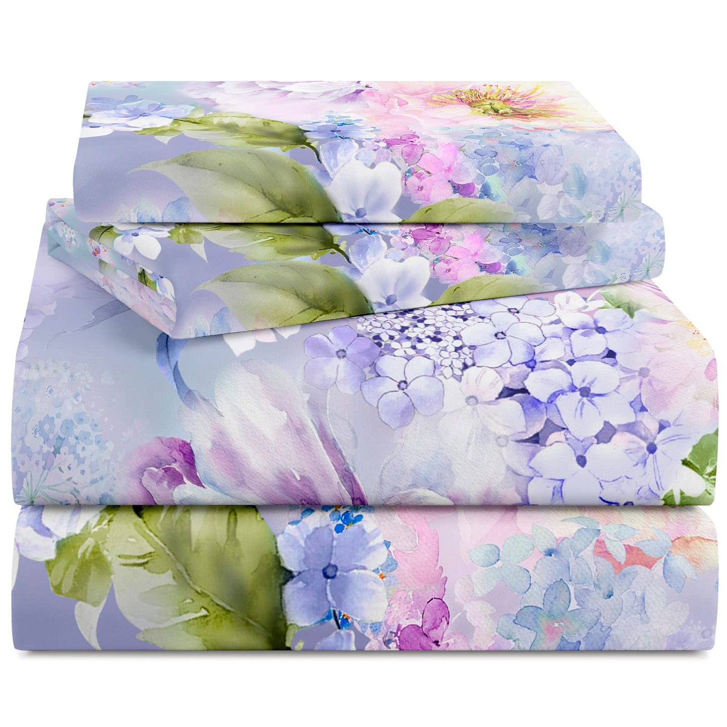 YIYEA Queen Sheet Set, Luxury 1800TC Hotel Quality Double Brushed Microfiber Floral Bed Sheets for Queen Size Bed, Extra Soft, Deep Pocket, Shrinkage and Fade Resistant, 4PC (Queen)