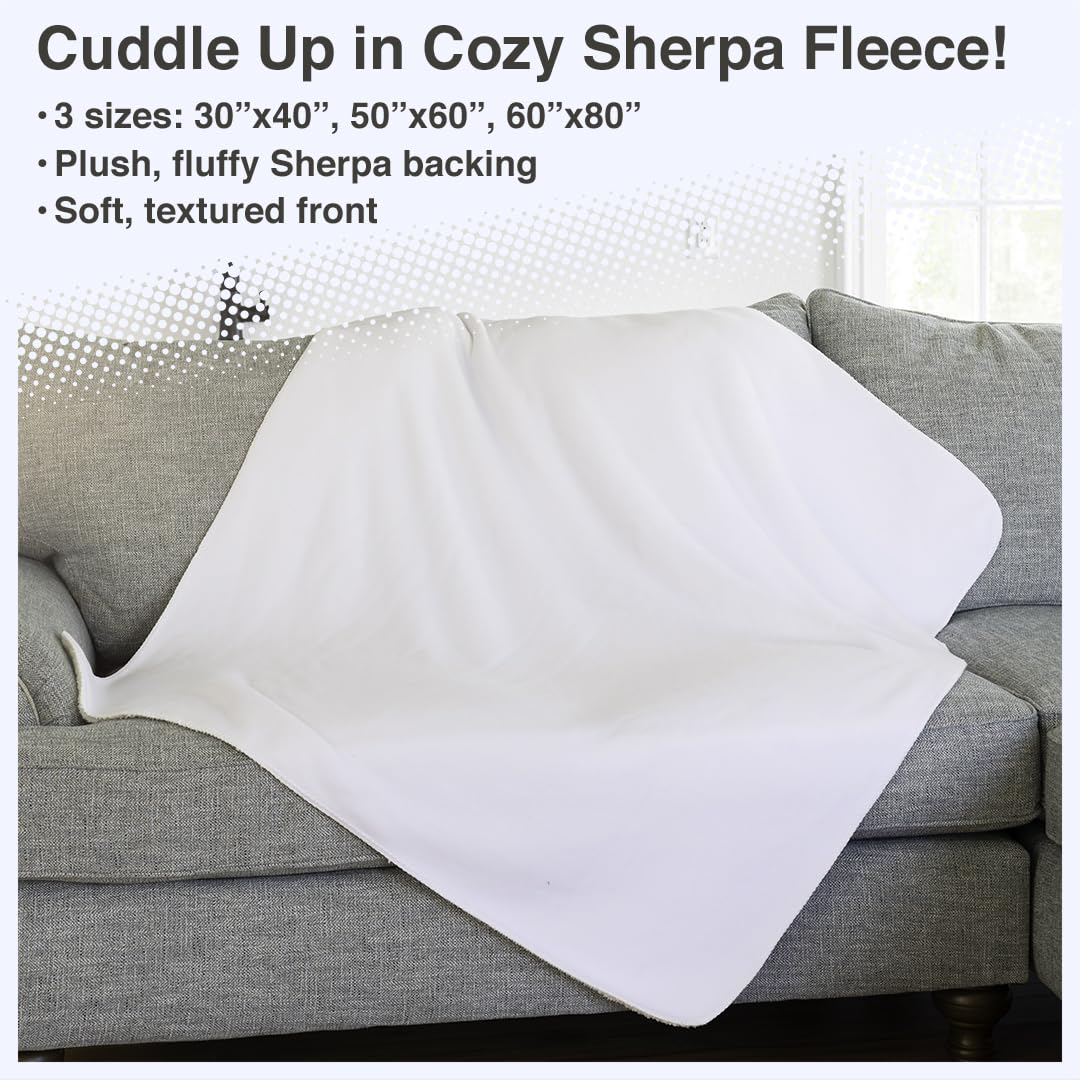 Innovative Design Group Sherpa Fleece Throw Blanket for Couch Soft Throw for Women & Men Thick Warm Blanket for All Season (White, Double)