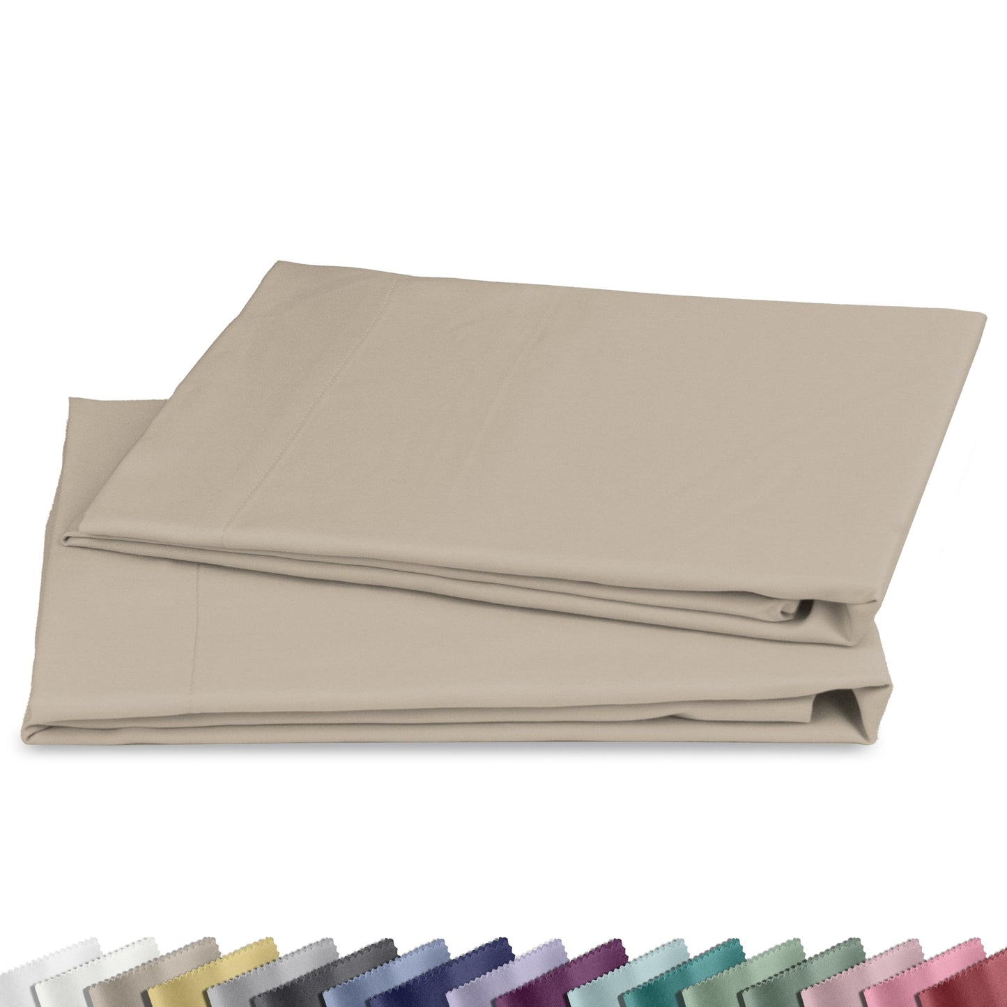 California Design Den 100% Cotton Pillow Cases Standard Size Set of 2, Soft Sateen Weave Pillowcase Set - Beige (Warm Taupe)