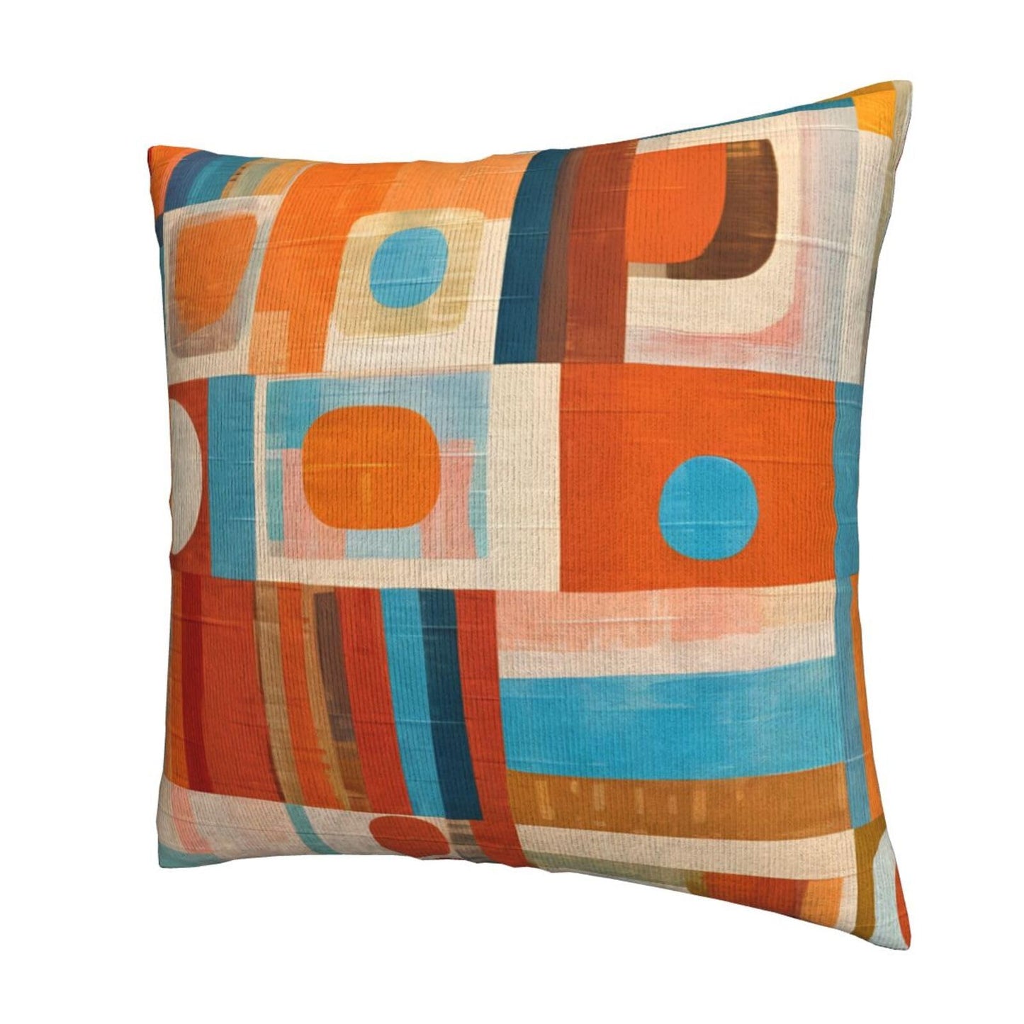 Yopiiefa Blue and White Blocks Throw Pillow Covers Orange Decorative Boho Mid Century Pillow Cases 18x18 Set of 2 Modern Pillowcase Outdoor Cushion Cover for Home Couch Sofa