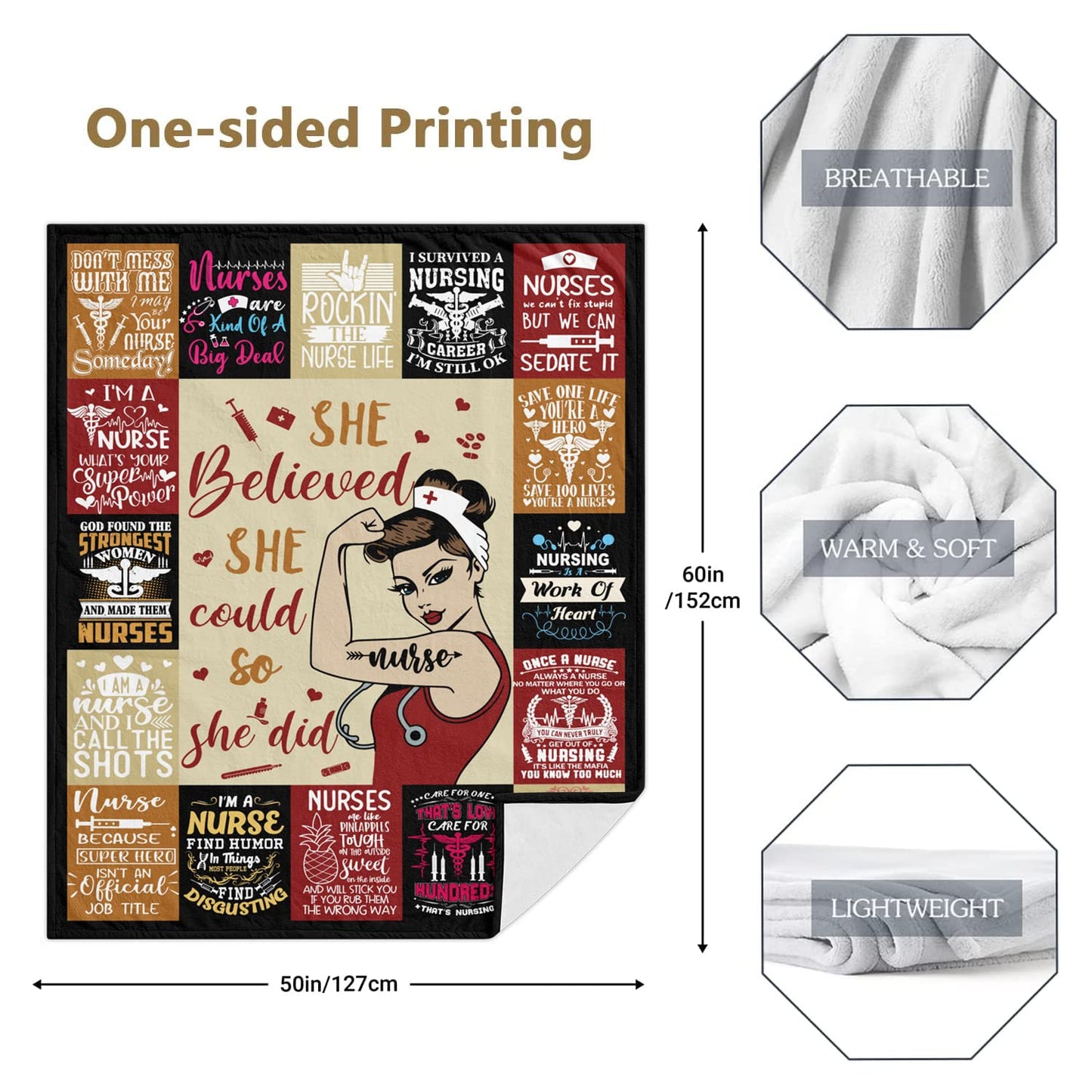 Ivivis Nurse Gifts for Women Nurse Appreciation Gifts RN Gifts for Nurses Nursing Student Graduation Nurse Retirement Birthday Gifts, Christmas International Nurses Day Gifts Throw Blanket 60”X50”