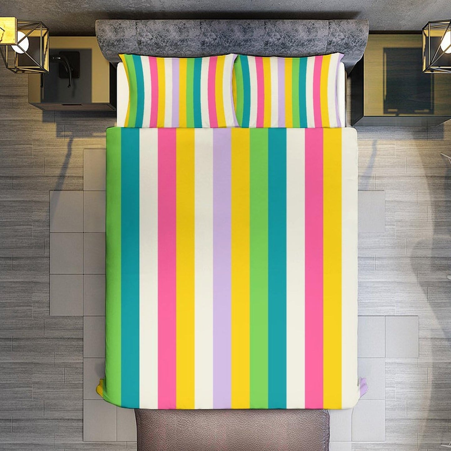 Focusbrite Rainbow Duvet Cover Set, Rainbow Lines Pattern Spectrum of Colors Abstract Art Decorative，Aesthetic Abstract Art Bedding 3 Piece (1 Duvet Cover 86"x70" + 2 Pillow Sham 20"x30")