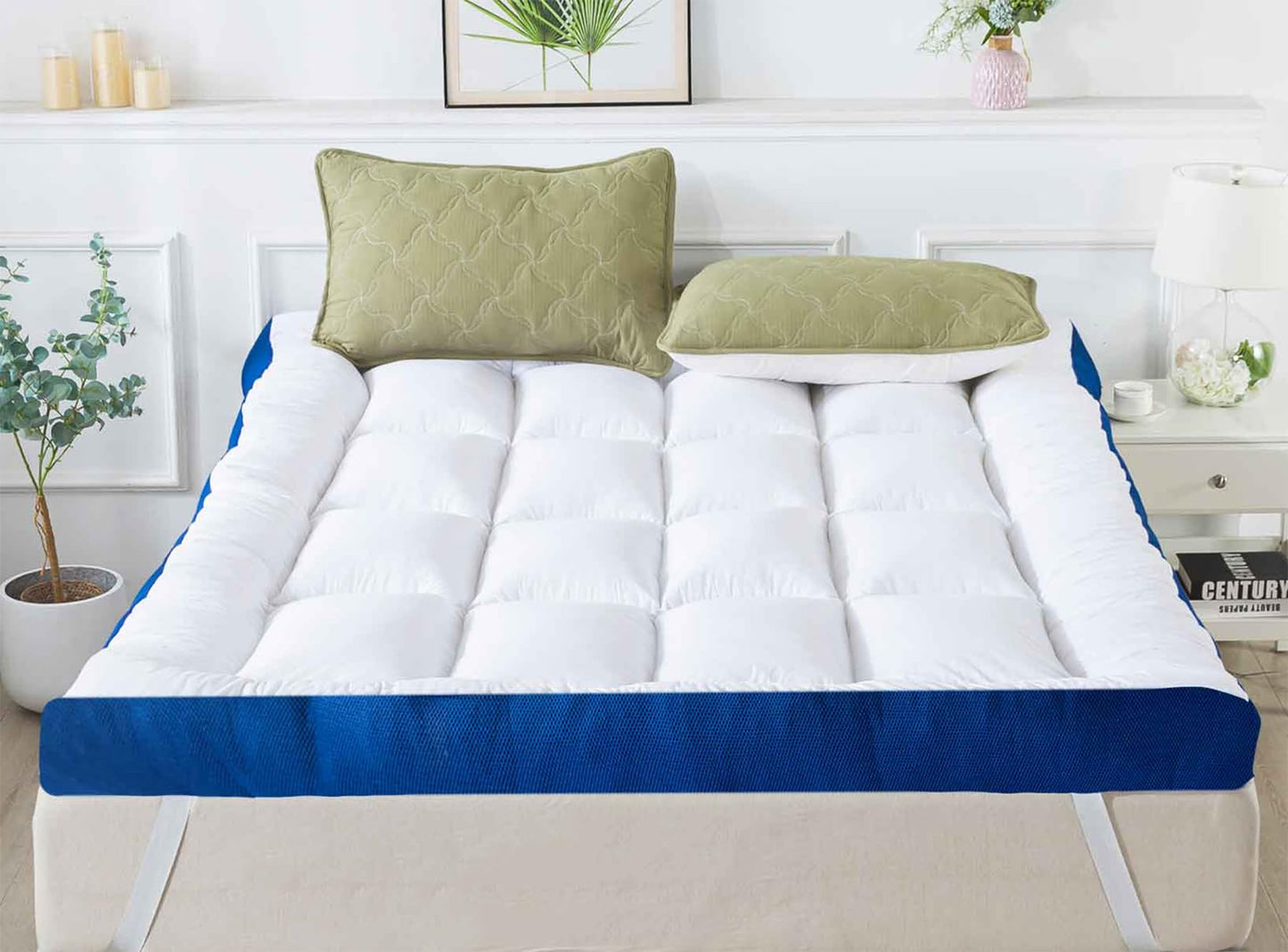 WhatsBedding 5 Inch Twin Mattress Topper for Back Pain Relief, Filled with Breathable & Soft Memory Foam Pillow Top,4 Elastic Straps