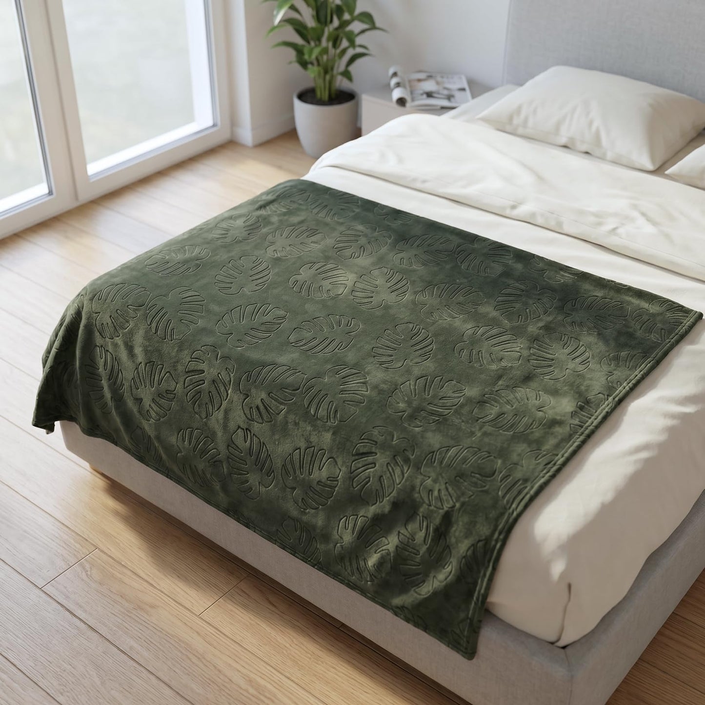 VigorSpring Soft Flannel Fleece Throw Blanket - 60x80 Inch,Olive Green