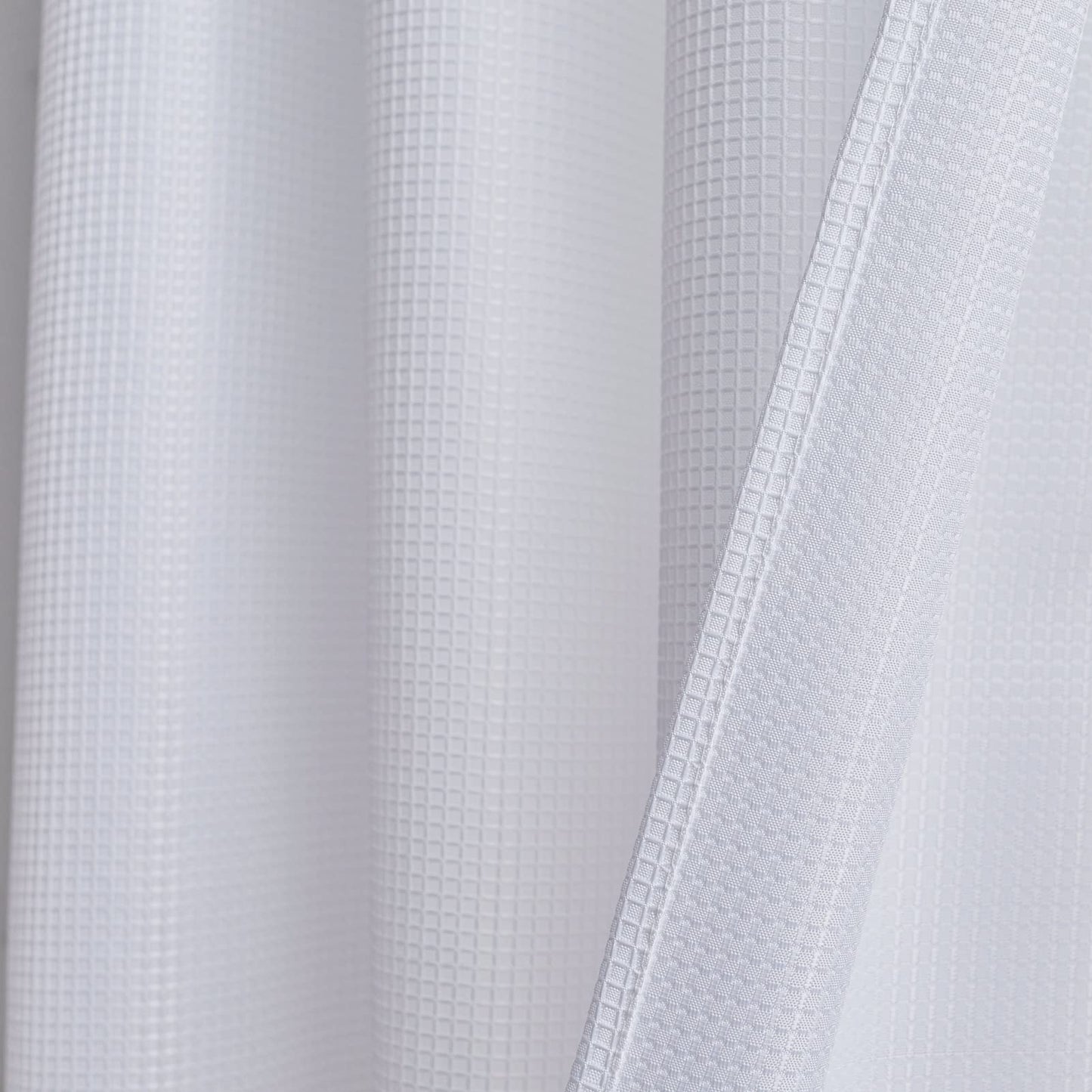 Valea Home Water Repellent Tailored Tier Pair Curtains, Waffle Weave Textured Short Curtains for Bathroom, 72" x 45", White, Set of 2