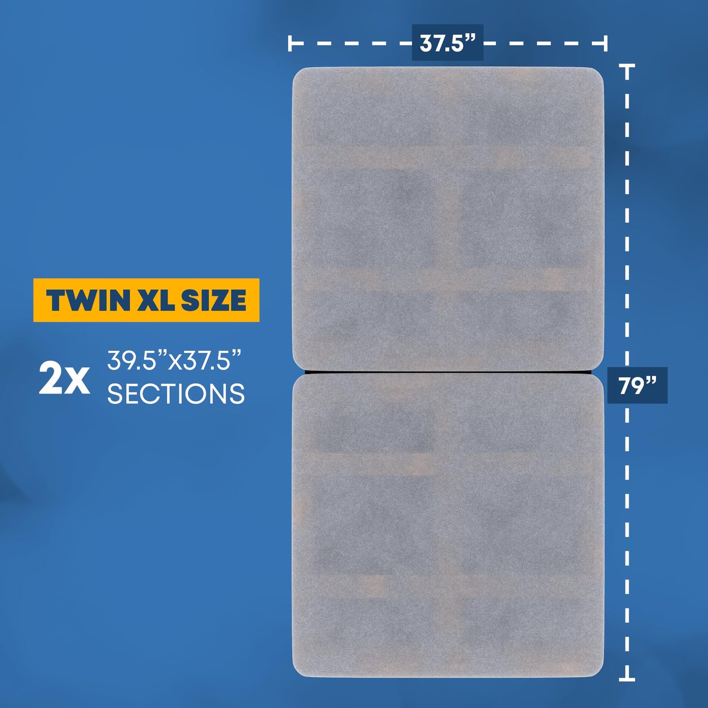 Highview Bedding, 1.5" Split Wood Bunkie Board Twin XL Size Bed, Under Mattress Support, Fully Assembled, Fabric Ventilation Cover-Replaces Wooden Slats or Box Spring for Bed Frames