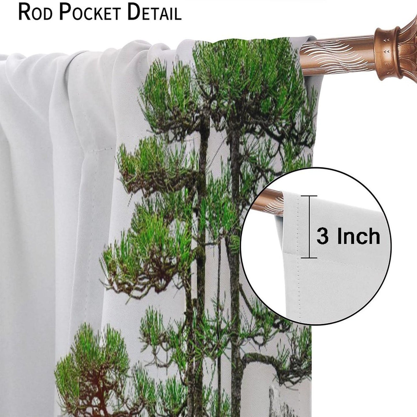 Asian Kitchen Curtains Traditional Chinese Ink Landscape Painting Green Branches and Animal Birds for Living Room Bedroom Blackout Privacy Noise Reduction Curtains 42x45 Inches 2 Panels