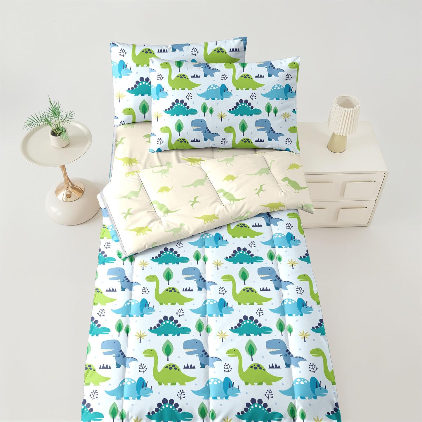 Dearller Dinosaur Zipper Bedding Twin for Boys Dinosaur Comforter Twin Comforter All in one Zipper Boys Bedding