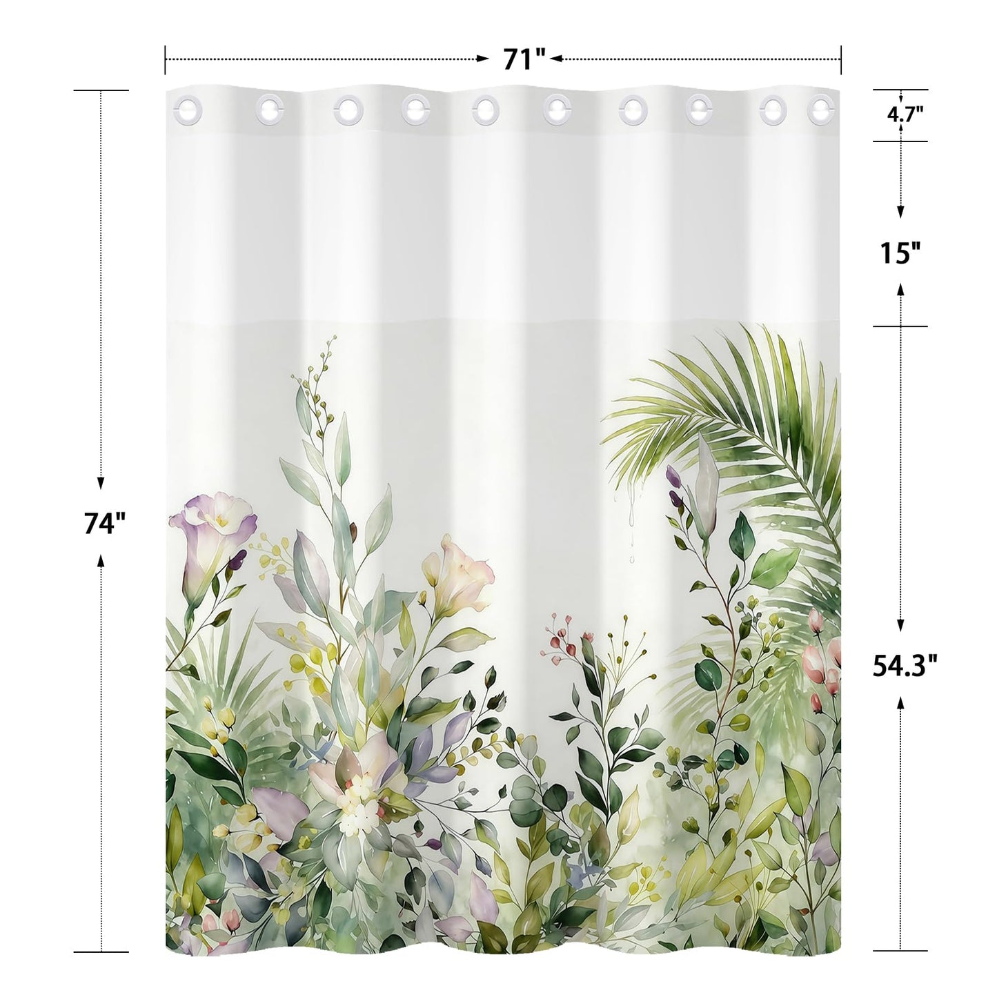 Xiazhilaio No Hook Modern Shower Curtain and Liner Set 71 x 74 Inch