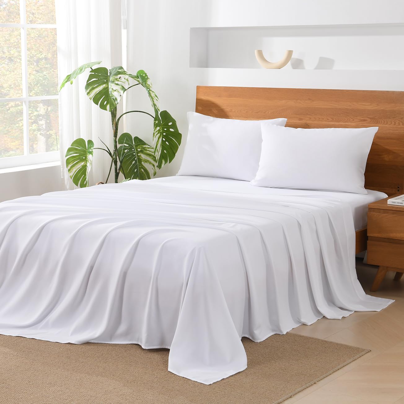 Andency Beige California King Comforter Set - 7 Pieces Cream Bed in a Bag Cal King Bedding Comforter Sets, Summer Solid Soft Lightweight Comforter with Fitted Sheets, Flat Sheets, Pillowcases & Shams