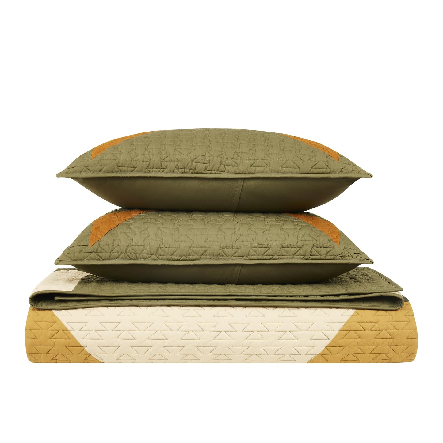 Pendleton King Quilt Set – 100% Cotton 3 Piece Quilt Set with Shams, Soft Lightweight Bedding for King Size Bed, Green & Beige Patterned Comforter Alternative, King Bedding Set (Tumalo)