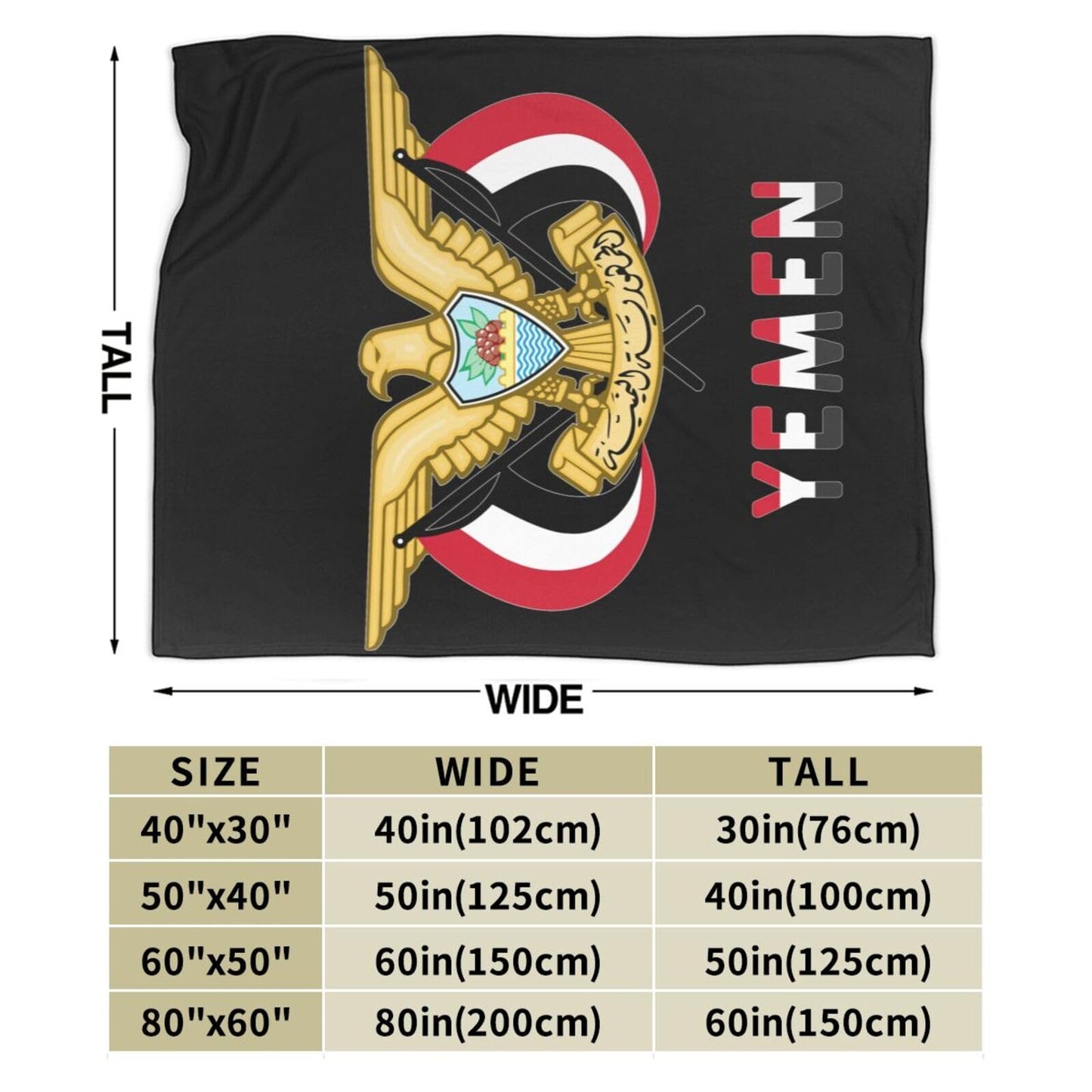 Yemen National Emblem Blanket Throw Blanket for Couch Sofa Plush Fleece Bed Blankets Lightweight Comfy Flannel Ultra-Soft Warm Blankets for Home Camping Travel Gift 80"X60"