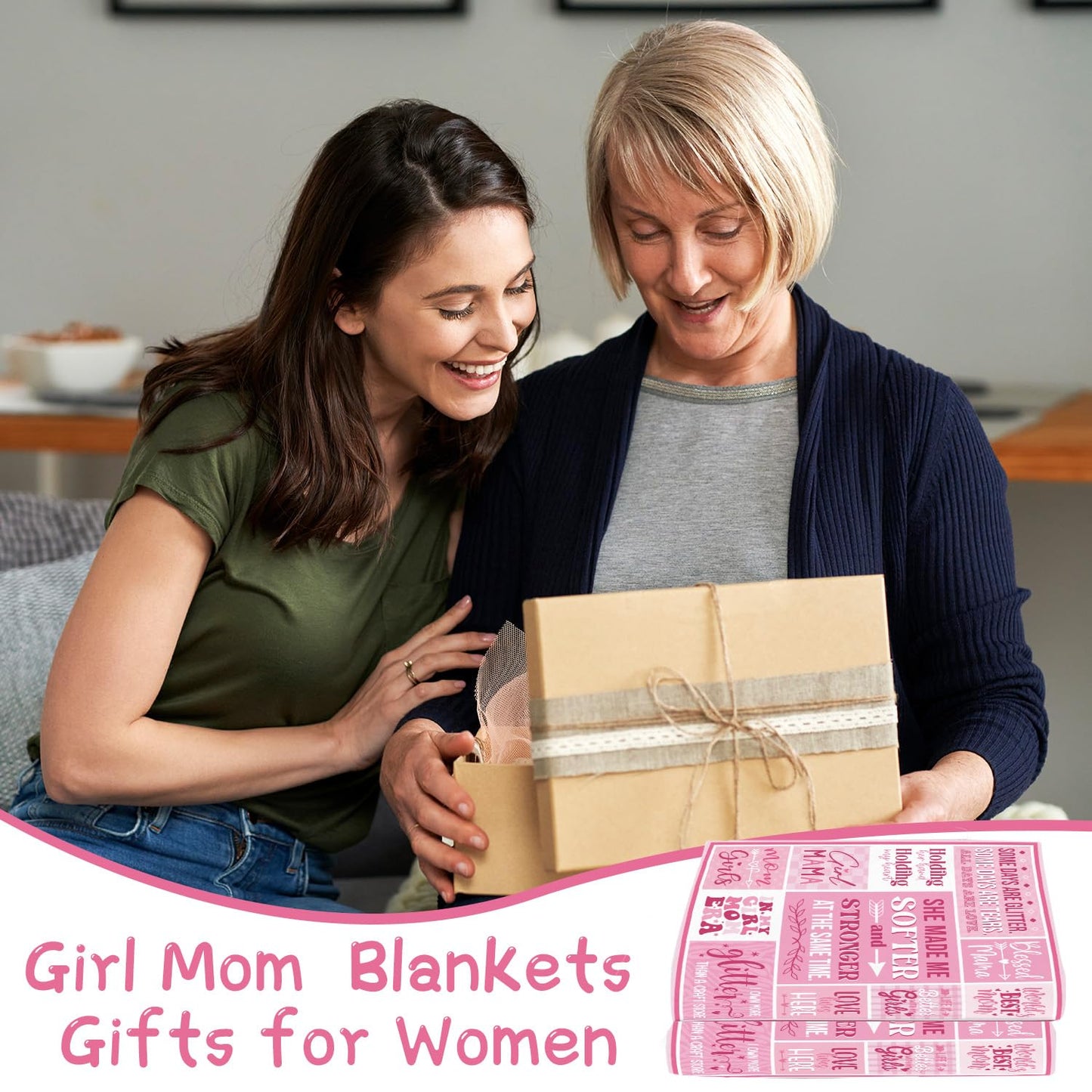 Wxiben Girl Mom Flannel Throw Blanket Gifts from Daughter - Mother's Day Birthday Gift for Mama Soft Blanket Present for Mother Bed Couch Sofa Home Decor 60x50 Inches