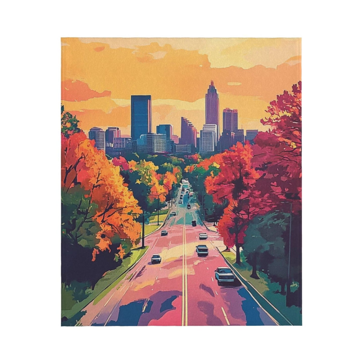 Cafemira Cozy Fleece Throw Blankets,City Street,Flannel Blanket,for Camping,Office nap,Outdoor,Throw for Couch Bed Decor,All Season,Non-Shedding,Anti Allergy,Easy to fold.60x50 Inch