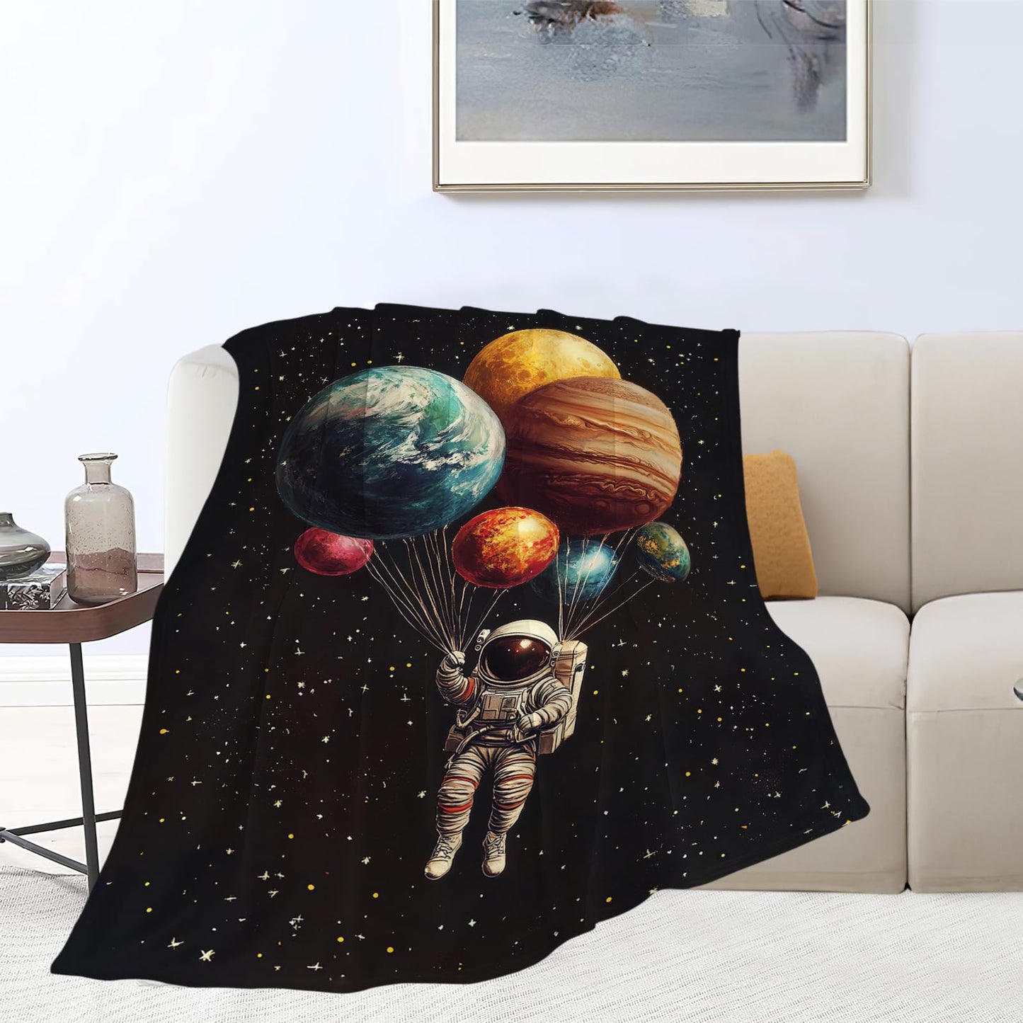 Space Blanket, Astronaut Throw Blanket, Astronaut Gifts, Galaxy Blankets, Space Stuff Fleece Flannel Plush for Men Women Girls Lovers Adults Soft Bedding for Sofa Office Home Decor 40"X50"
