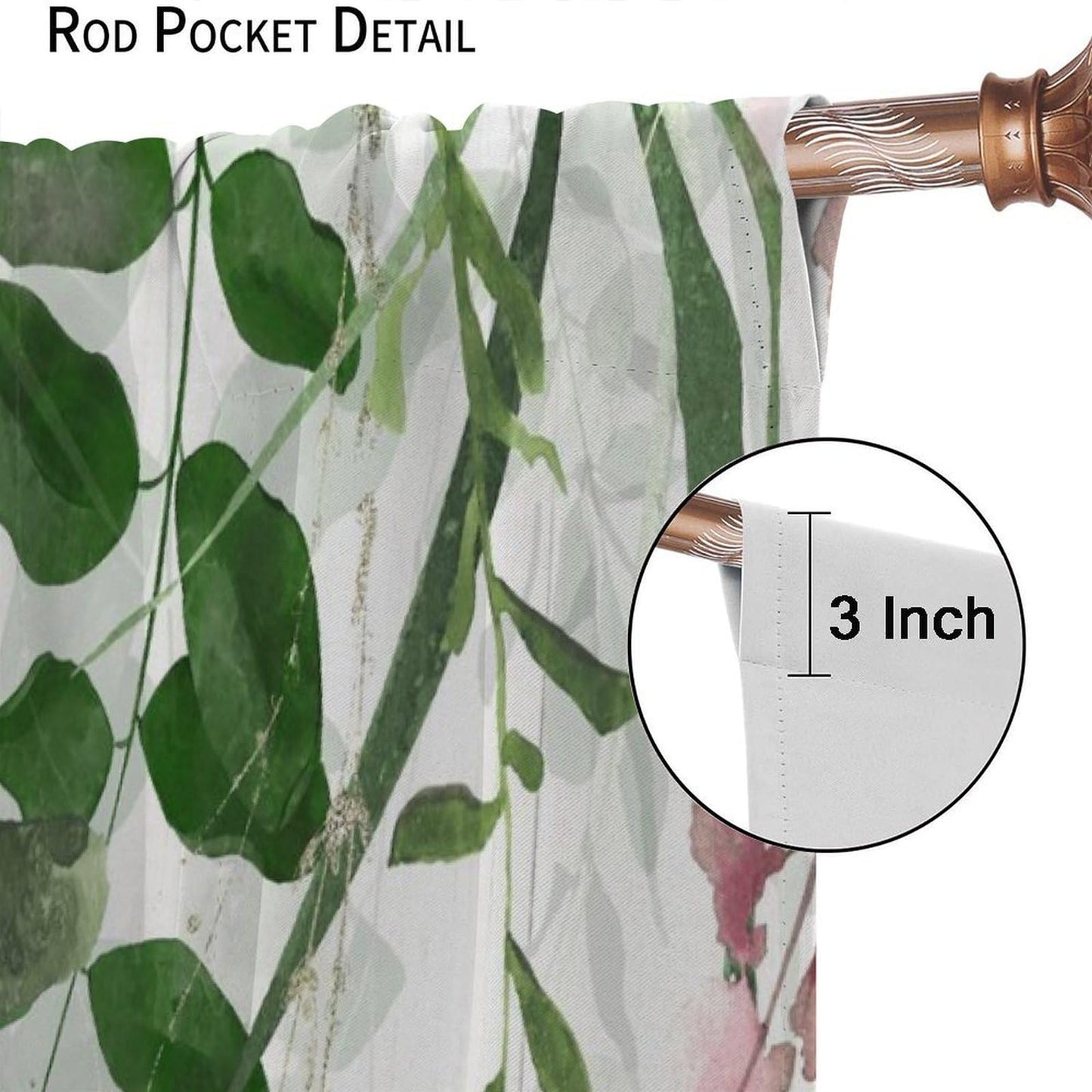 Rustic Floral Curtains Green Grey Eucalyptus Botanical Leaves Butterfly Farmhouse Flower Leaf Pattern Decor Rod Pocket Drapes for Bedroom Living Room,2 Panels Set,42x45Inch
