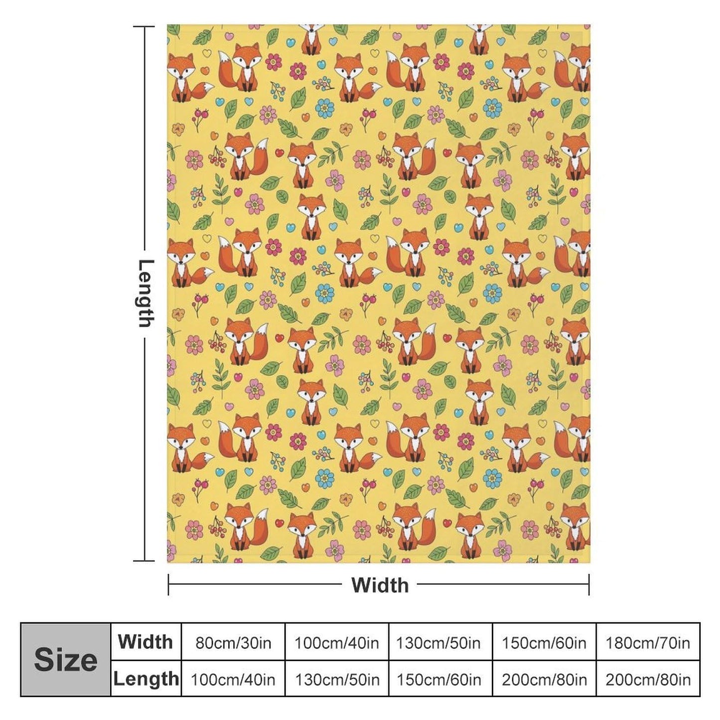 Soft Air Conditioned Blanket, Home Decor Cozy Warm Blanket for Bed, Sofa and Couch Compatible with Cute Fox Floral
