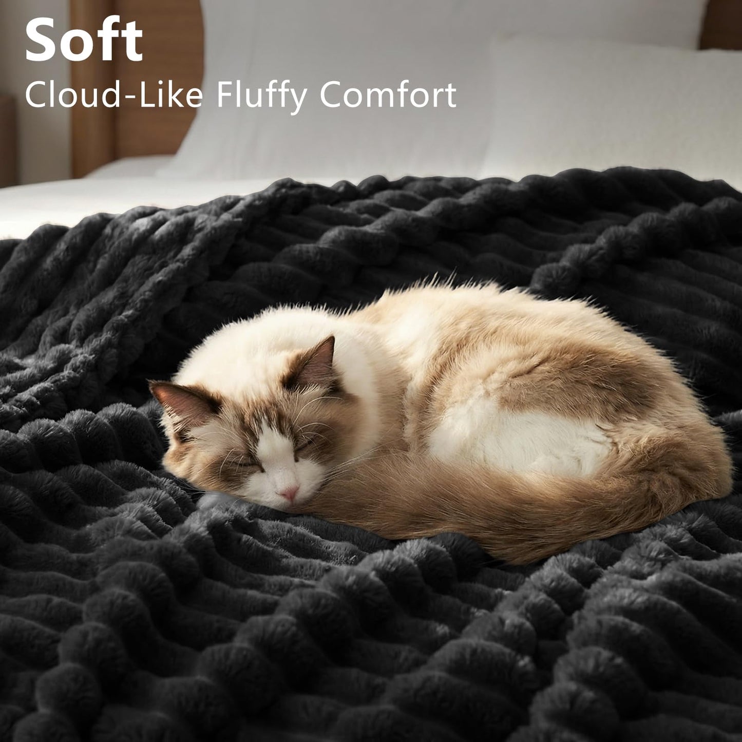 HIMEET Fleece Black Throw Blanket for Bed - 300GSM Ribbed Soft Cozy Dog Blanket for Couch, Graduation Birthday for Men Dad Women, College Dorm Essentials Room Throws, 50x60 Inches