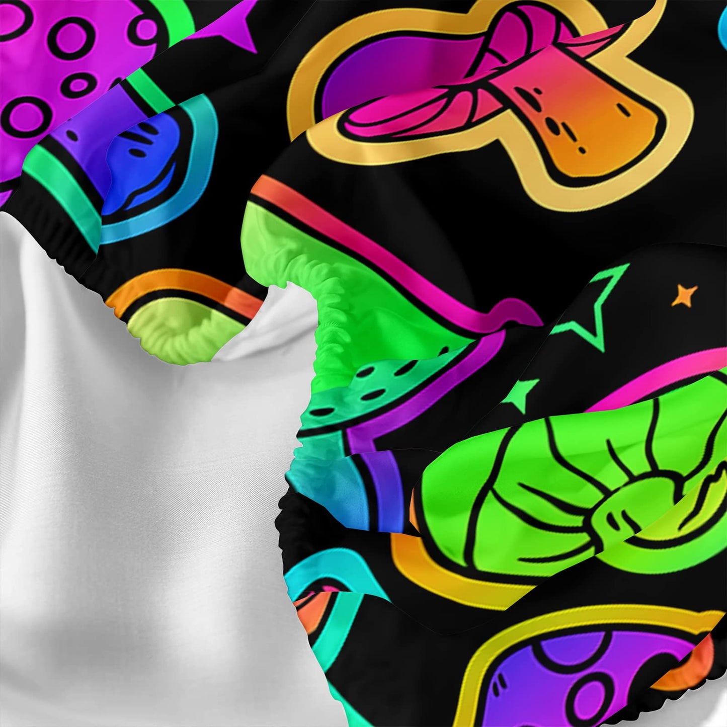 Axolotl Mushroom Sheet Set Kids Bedding Twin,4Pcs Colorful Soft Gradient Mushroom Bedding Set with 1 Fitted Sheet 1 Flat Sheet 2 Pillowcases,Cute Bed Sets for Kids Boys Girls Teens Adults,Black Neon