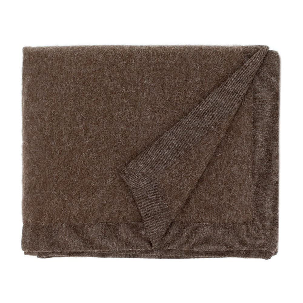 Wiracocha Calling - Eco 100% Baby Alpaca Wool Throw Blanket Undyed Natural Colors Soft Warm Solid Color Design 74" x 54" (Brown)