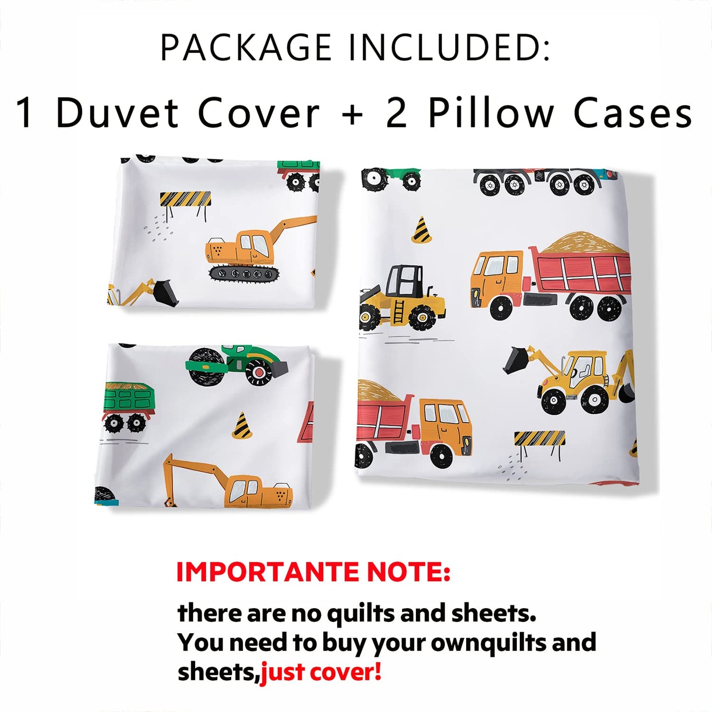 CVHOUSE Queen Size Tractor Bedding Set, Comforter & 2 Pillowcases, Boys Kids Teens Room Decor