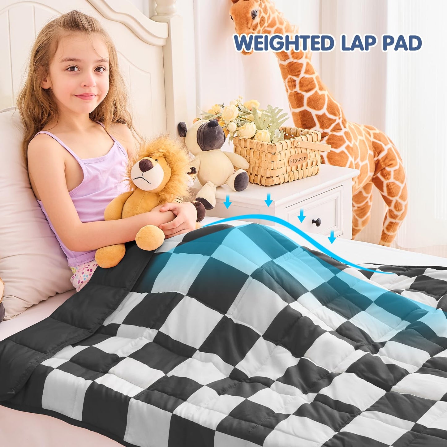 yescool Black Checkered Weighted Blanket 10 Pounds Plaid Weighted Throw Blanket, Twin Heavy Blanket, Tartan Bed Blanket Gifts for 80-110lbs, 40"x60"