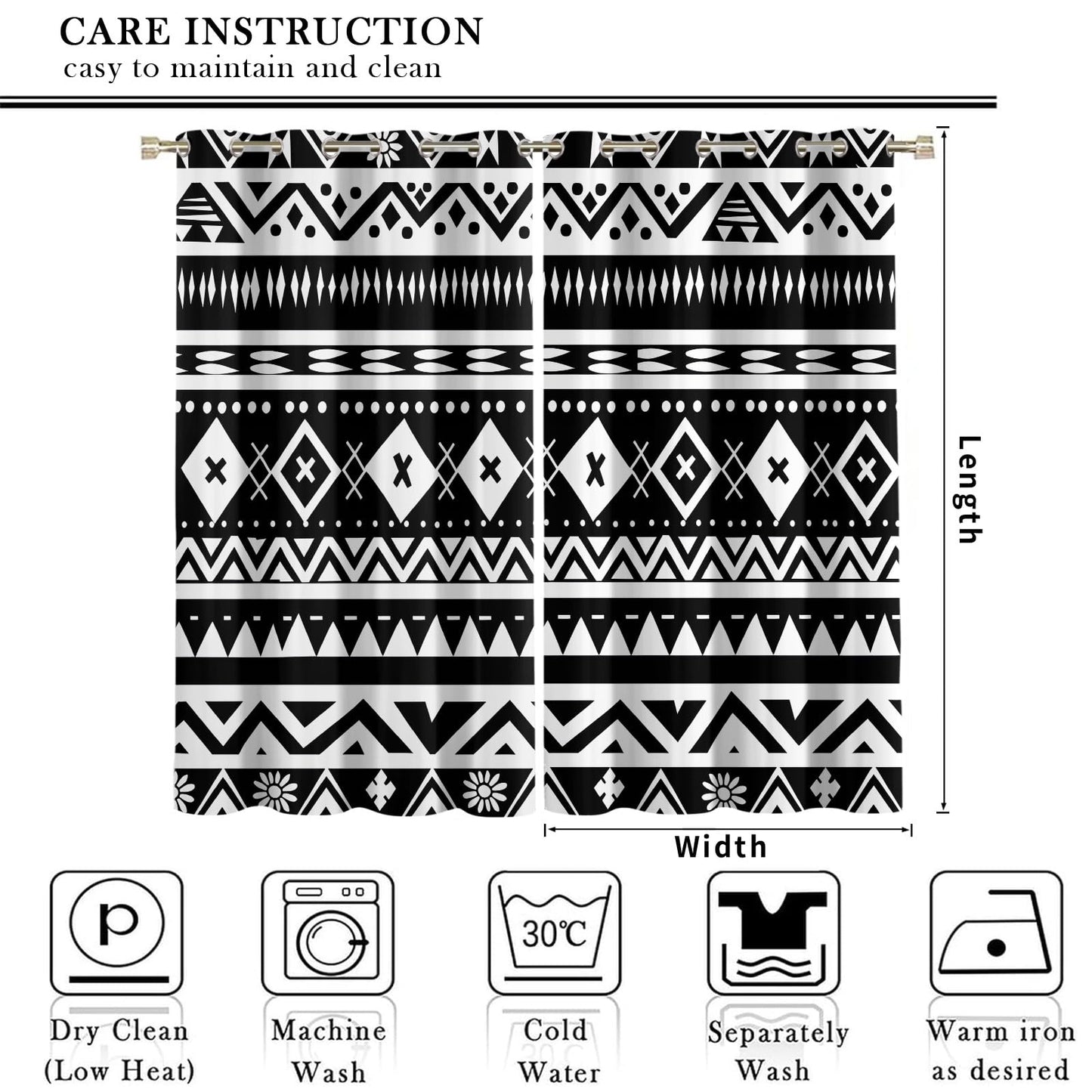 XAFIAUR Geometry Blackout Curtains, Aztec Printed Drapes, Ethnicity Art Thermal Insulated Drapes 2 Panels Darkening Window Curtain for Bedroom Living Room 31.5" W x 63" L x2