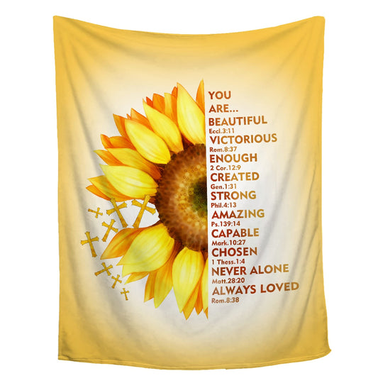 AMITAYUS Yellow Sunflower Prayer Blanket Bible Verse Healing Inspirational Sympathy Fleece Throw Religious Christian Gifts for Women Wife - Womens Gift Ideas - 40''x50''
