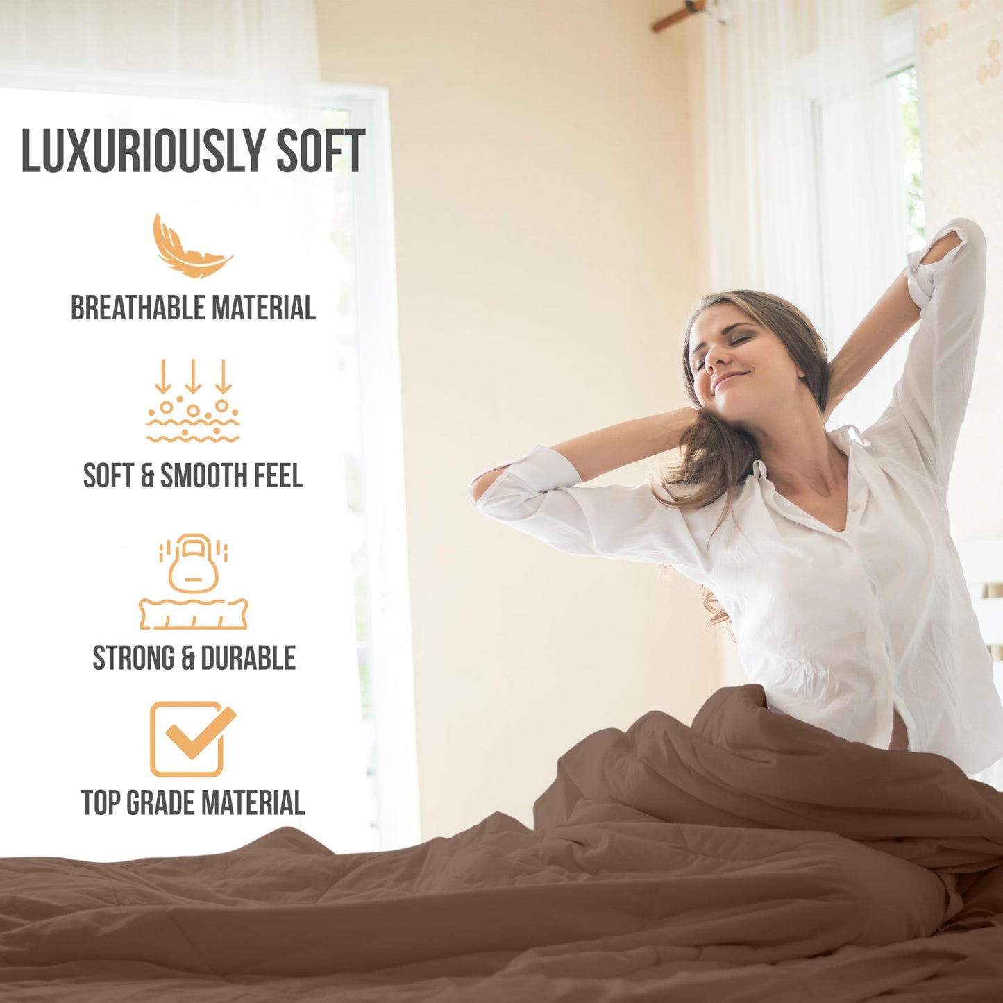 Abeero Home Full Size Bed Sheets Cooling - Luxury Hotel Sheet Set - Soft Sheets with Elastic Corner Straps - Deep Pocket Microfiber Bedsheets - Bedding Sheet & Pillowcases - 4 PC (Full Size, Brown)