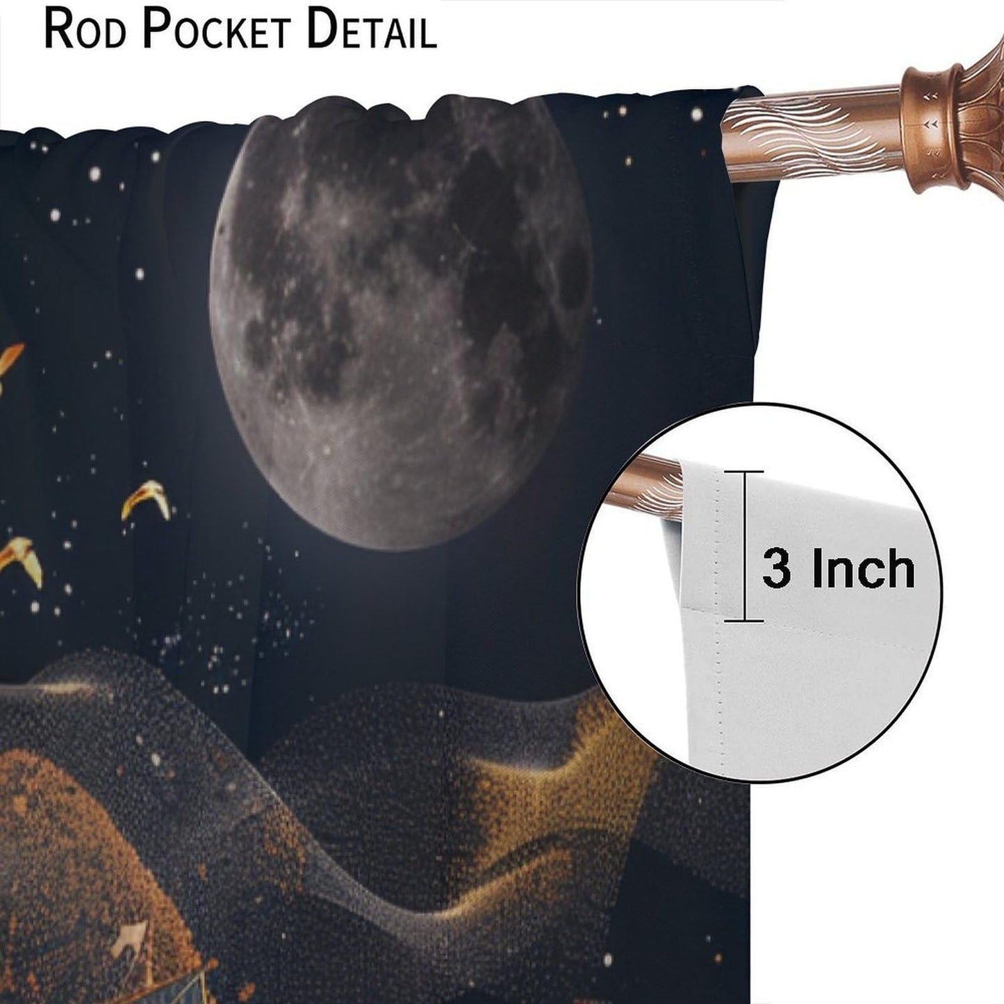 TOWINSFB Abstract Nautical Sailboat Blackout Curtains for Living Room Bedroom, Night Star Moon Seagull Window Curtains Rod Pocket Thermal Insulated Window Drapes, 2 Panels, Each 21W x 63L