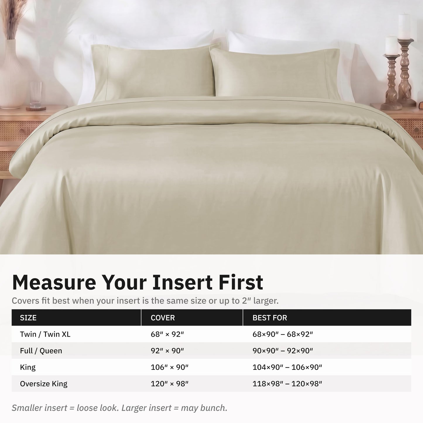 California Design Den 3 Pc King Duvet Cover Set - Winner Good Housekeeping Best Bedding Awards 2025, 400 Thread Count Sateen, 100% Cotton King Size Duvet Cover, Soft & Durable - Beige