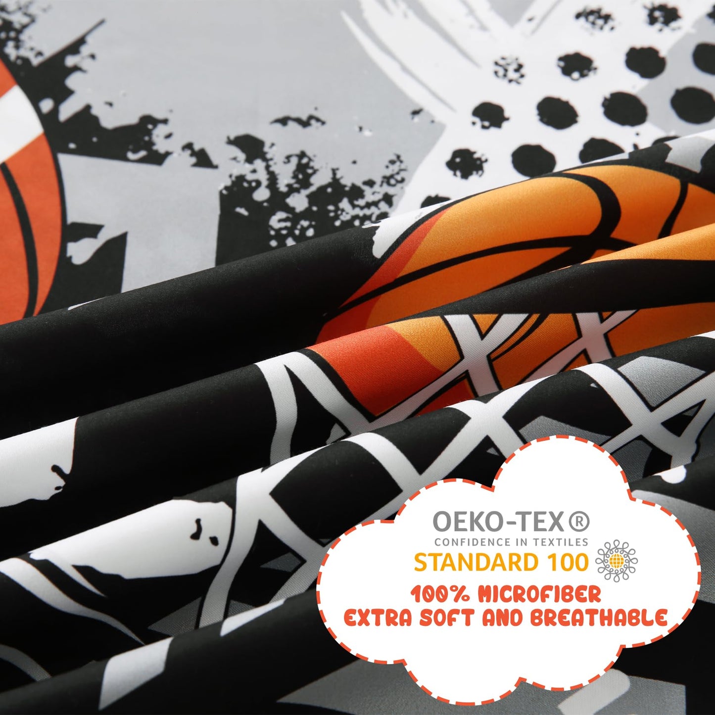 Yibeizi Grey Sports Sheet Set for Boys Full, Kids Football Basketball Baseball Print Bedsheets Microfiber Deep Pocket Cute Patterned Bed Sheet & Pillowcase Sets 4 Pieces