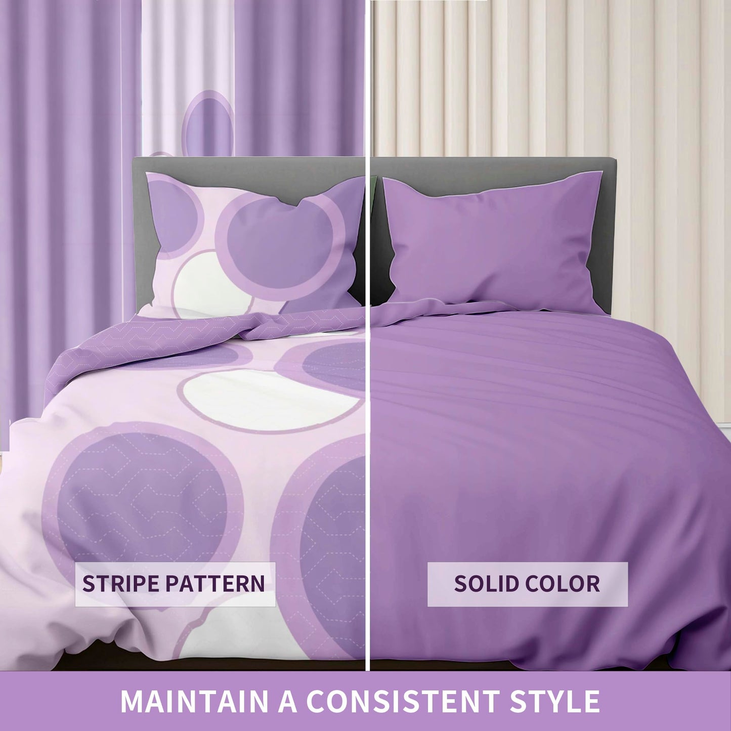 Chic Purple Dots King Light Comforter Set, Luxury 9-Piece Bed in a Bag King Bedspread with Matching Curtains Ultra Soft & Breathable Polka Dot Bedding, All-Season Decor for Master Suite Refresh