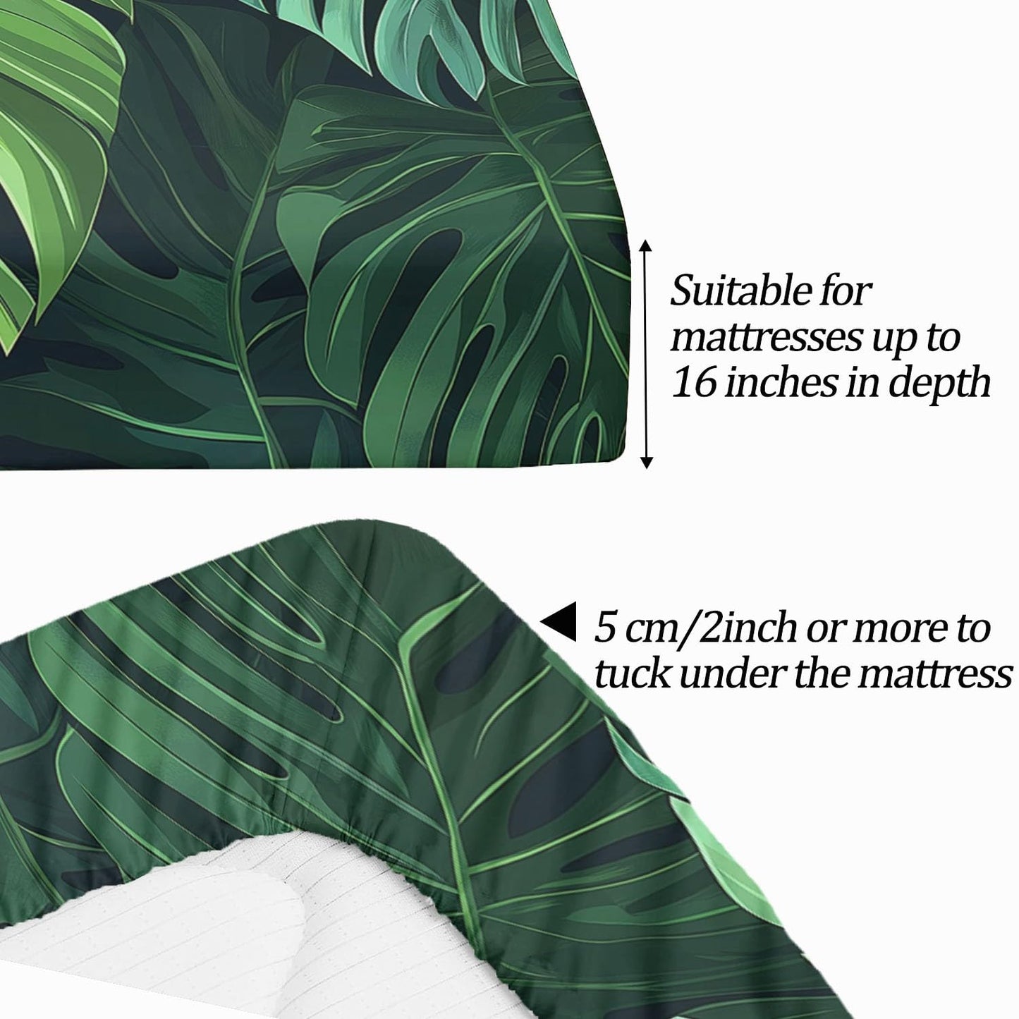 Plant Palm Leaves Sheets King Ultra Soft Bed Sheets, Plant Tropical Monstera Printed Sheet Set, Microfiber 16" Deep Pocket Sheets 4 Piece, Elegant Comfort Luxury Soft Bed Sheet
