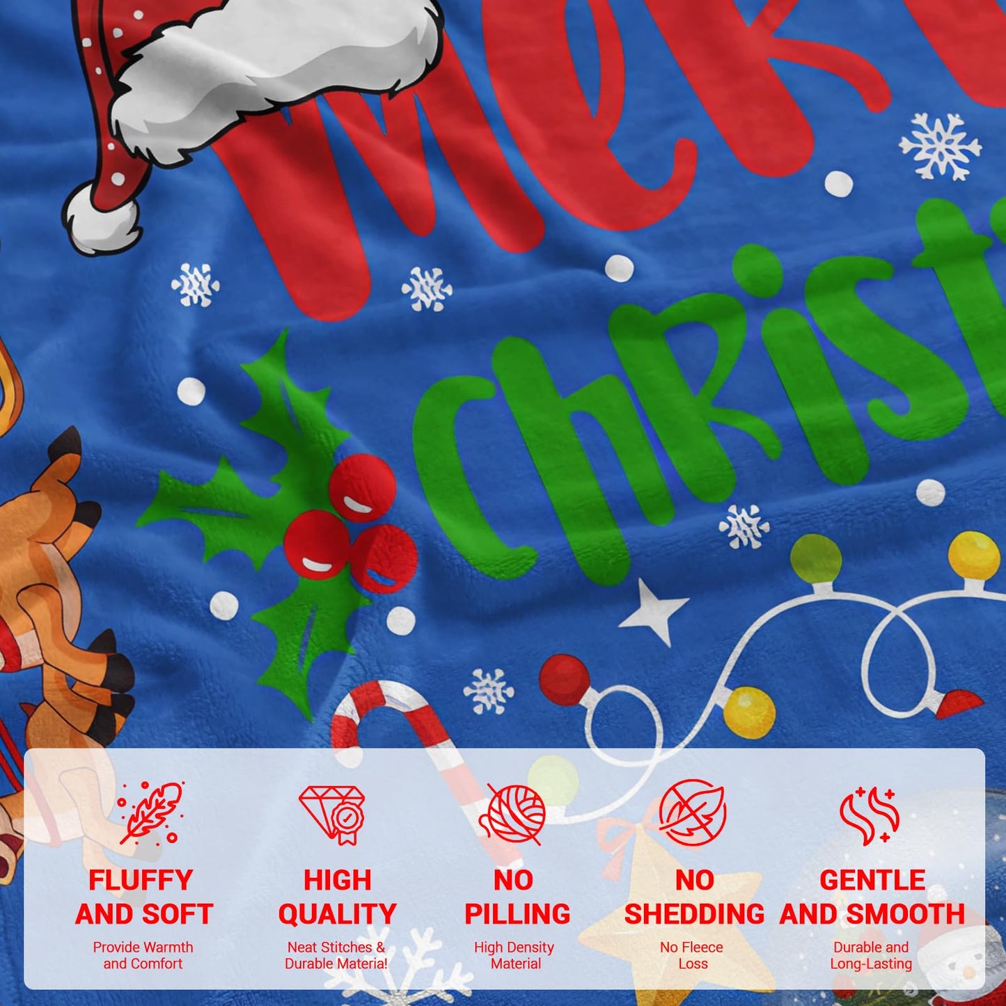 COMFAR Blue Cute Christmas Blankets and Throws for Adults/Women/Boys/Kids, Holiday Fleece Throw Blanket for Couch/Sofa, Holiday Decor, Christmas Decorations/Gifts 40"x 60"