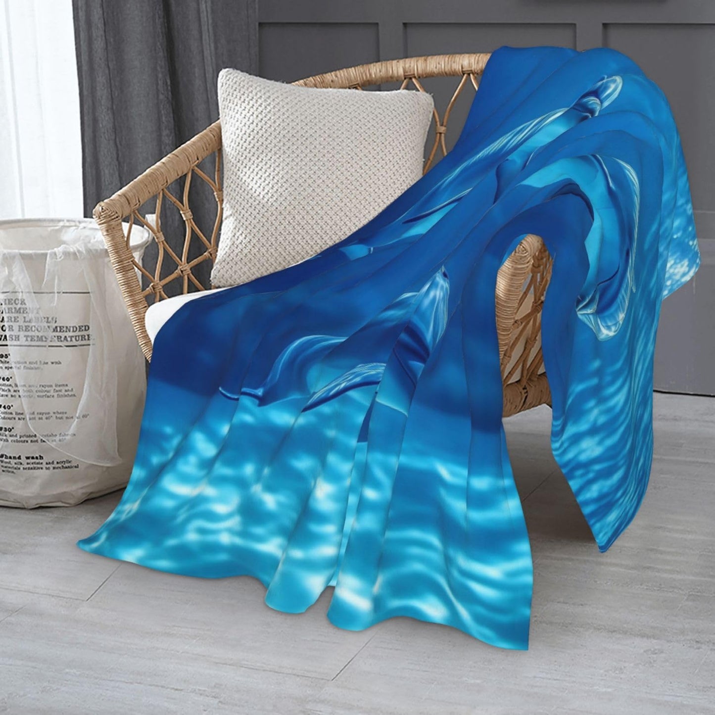Nautical Ocean Dolphin Blanket Gifts for Women Dolphin Lovers, Ocean Animal Dolphin Themed Throw Blankets, Soft Cozy Lightweight Plush Throws for Living Room Sofa Couch Home Decor 50x60in