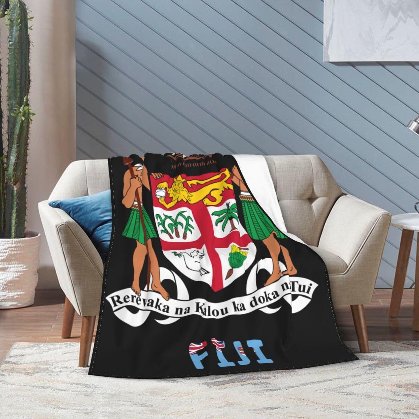 Fijian National Emblem Blanket Throw Blanket for Couch Sofa Plush Fleece Bed Blankets Lightweight Comfy Flannel Ultra-Soft Warm Blankets for Home Camping Travel Gift 80"X60"