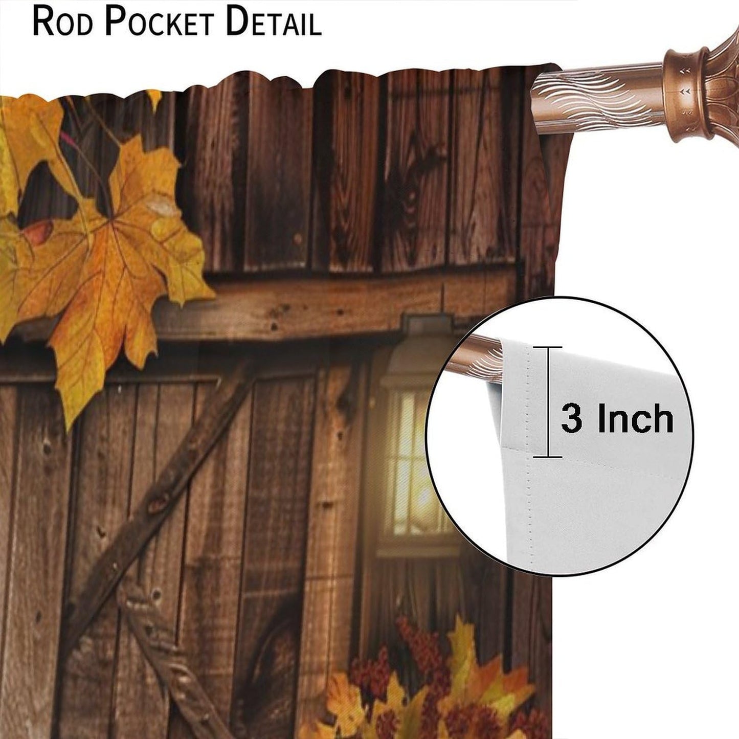 Nanacur Thanksgiving Curtains, Fall Rustic Vintage Farmhouse Barn Wooden Door Print Rod Pocket Window Treatments Drapes for Kitchen Bedroom Living Room 41" W X 45" L (No Blackout)