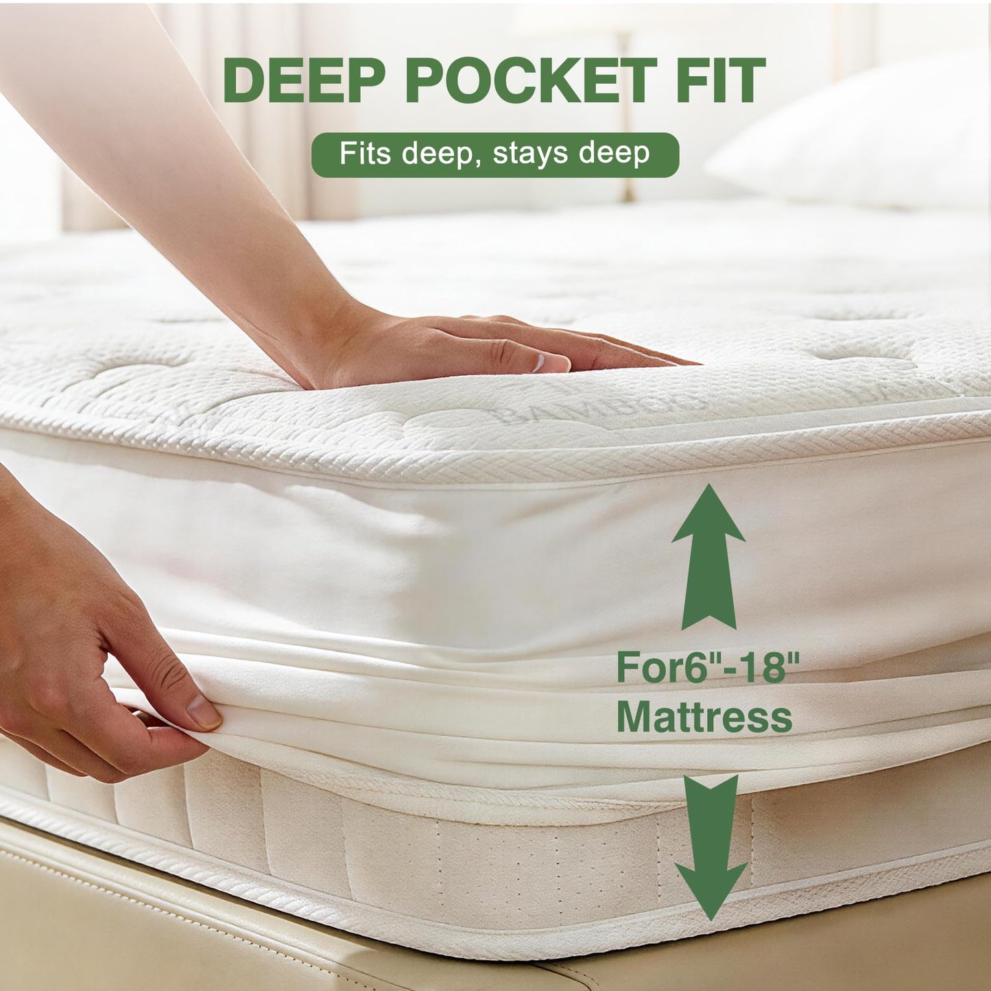 KAYWAZY Waterproof Mattress Protector King Size - Cooling Breathable Mattress Cover for King Bed, Noiseless Soft Bed Pad Cover, Snug Fit Deep Pocket 6''–18'', Ideal for Dorms & Guest Rooms, White