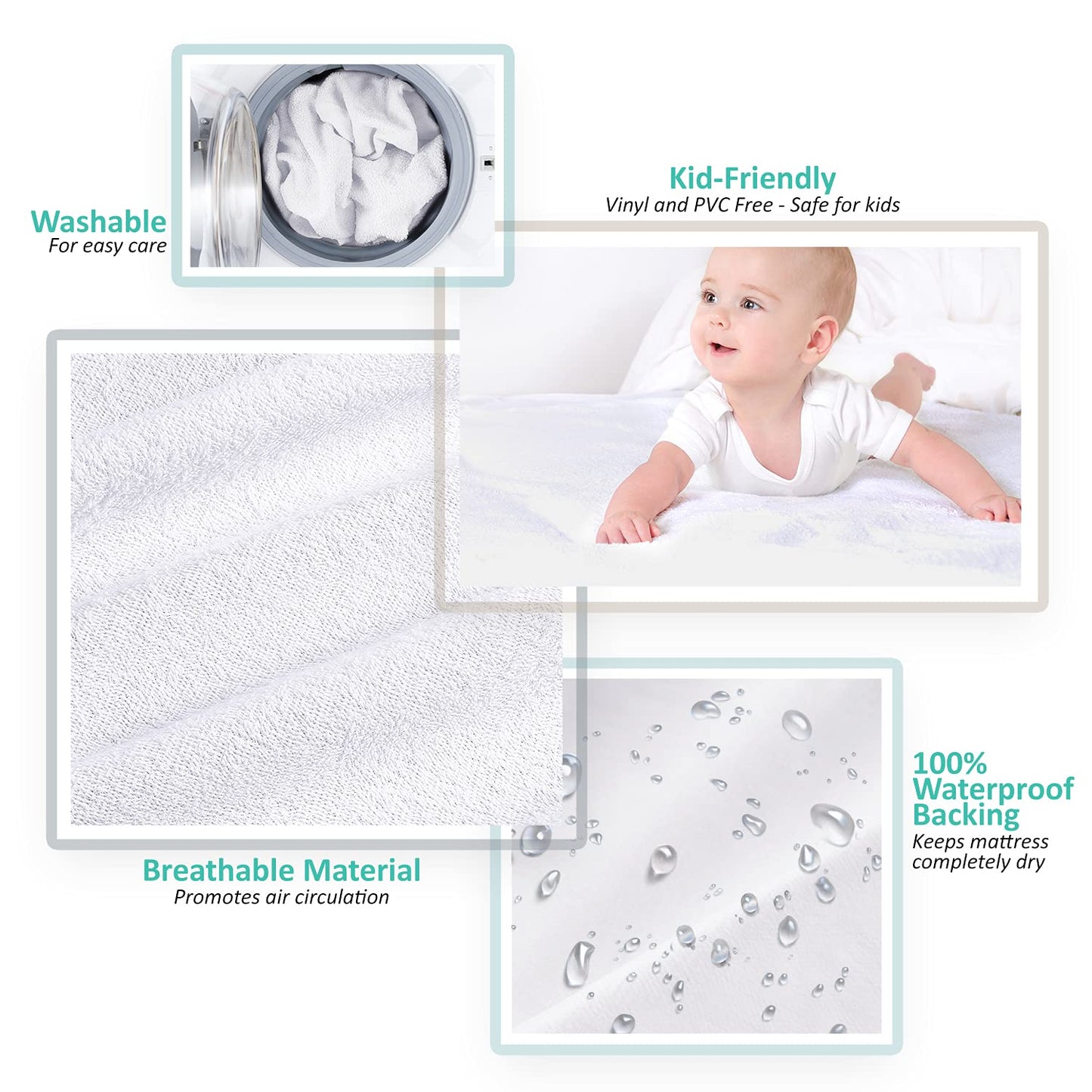 Nestl Premium Zippered Mattress Encasement - Water Proof King Mattress Protector - Cotton Terry Top Fits 15 Inches Deep - King