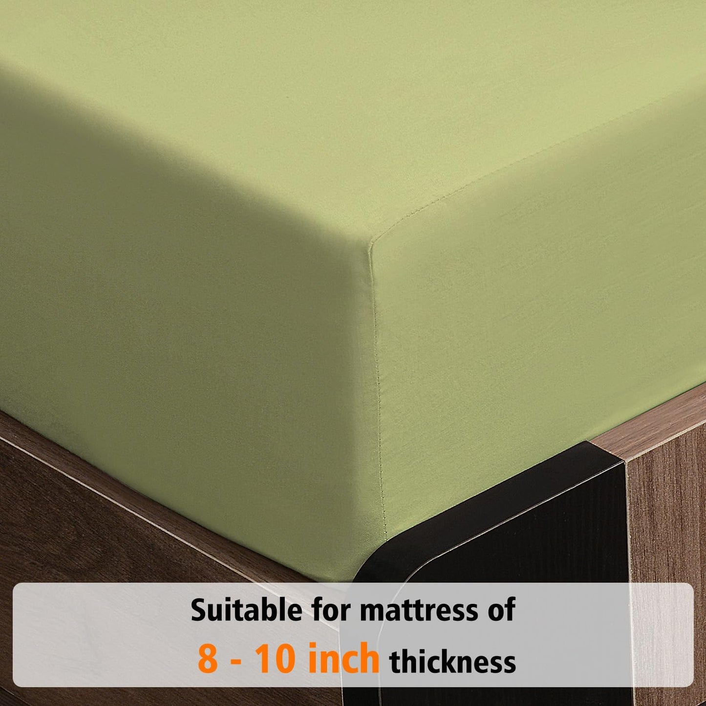 Lirex Fitted Queen Sheet Cotton, 300 Thread Count Soft Breathable, 8-10" Deep Pocket Sheet for Hotel Home, Green